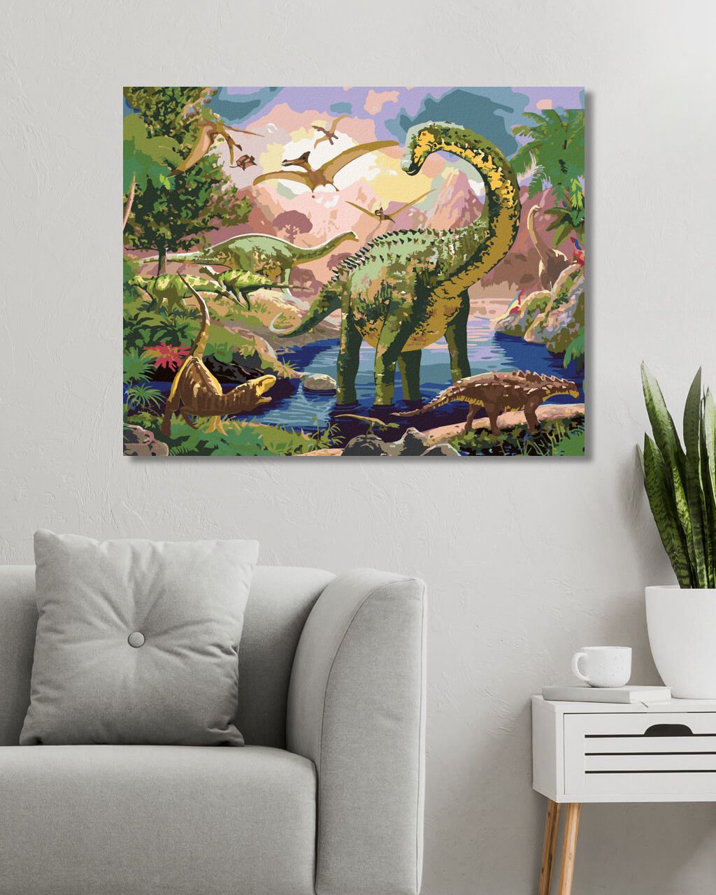 zuty Malování podle čísel - DINOSAUŘI (IMAGE WORLD-AP) - Rozměr: 40x50 cm, Rámování: Varianta: bez rámu a bez vypnutí plátna - obrázek 4