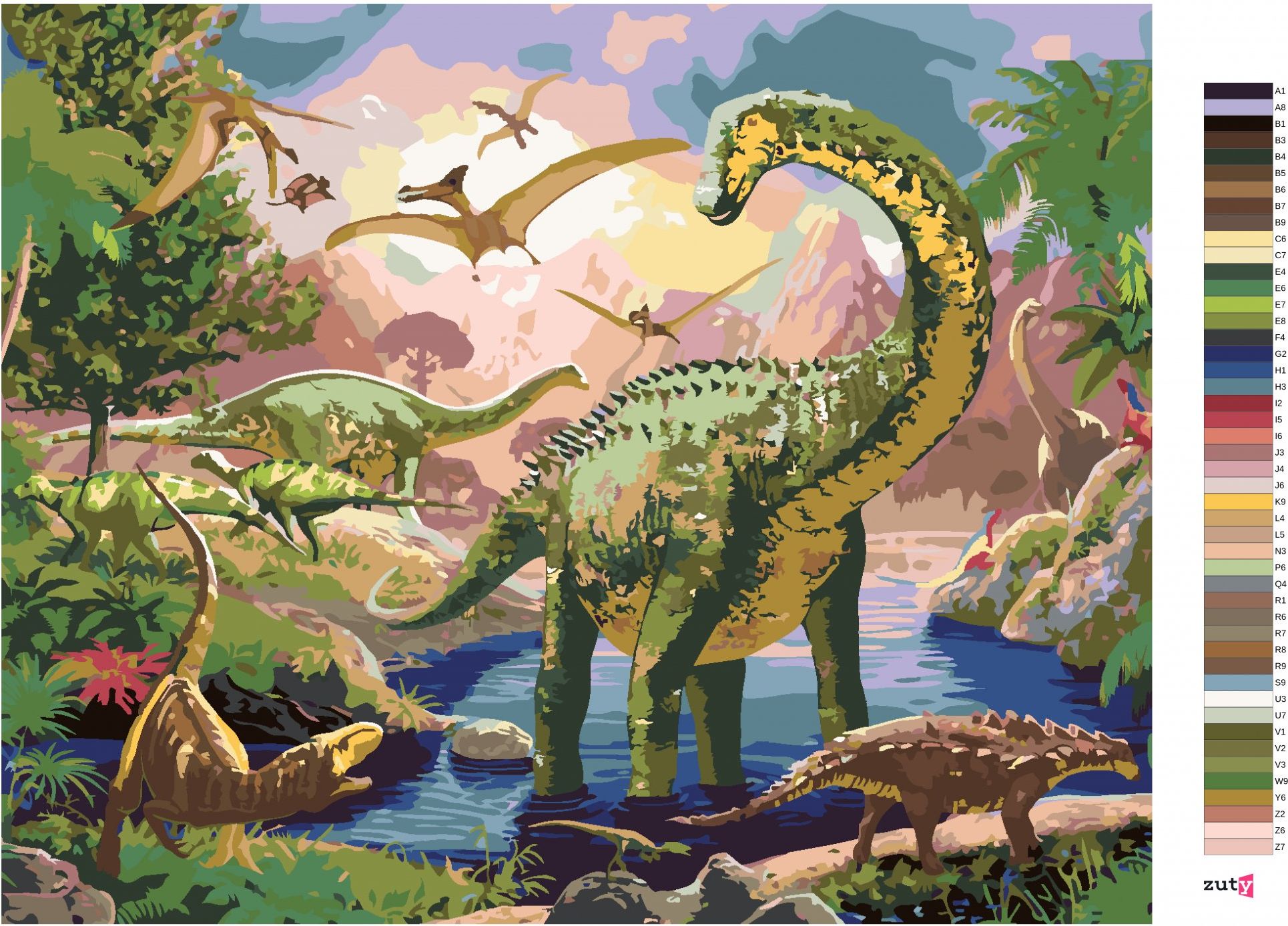 zuty Malování podle čísel - DINOSAUŘI (IMAGE WORLD-AP) - Rozměr: 40x50 cm, Rámování: Varianta: bez rámu a bez vypnutí plátna - obrázek 10