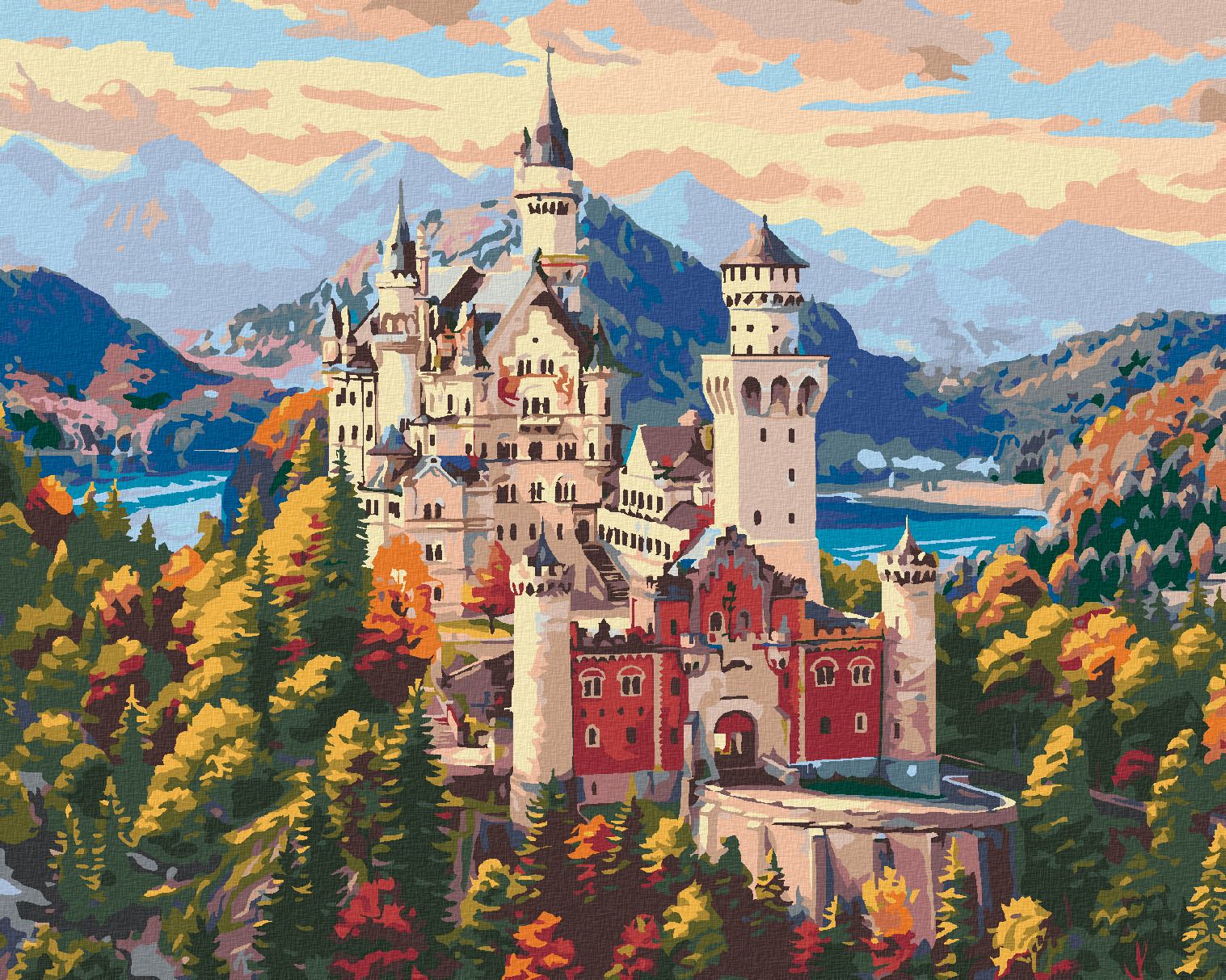 zuty Malování podle čísel - HRAD V HORÁCH (IMAGE WORLD-RC) - Rozměr: 40x50 cm, Rámování: Varianta: bez rámu a bez vypnutí plátna - obrázek 1