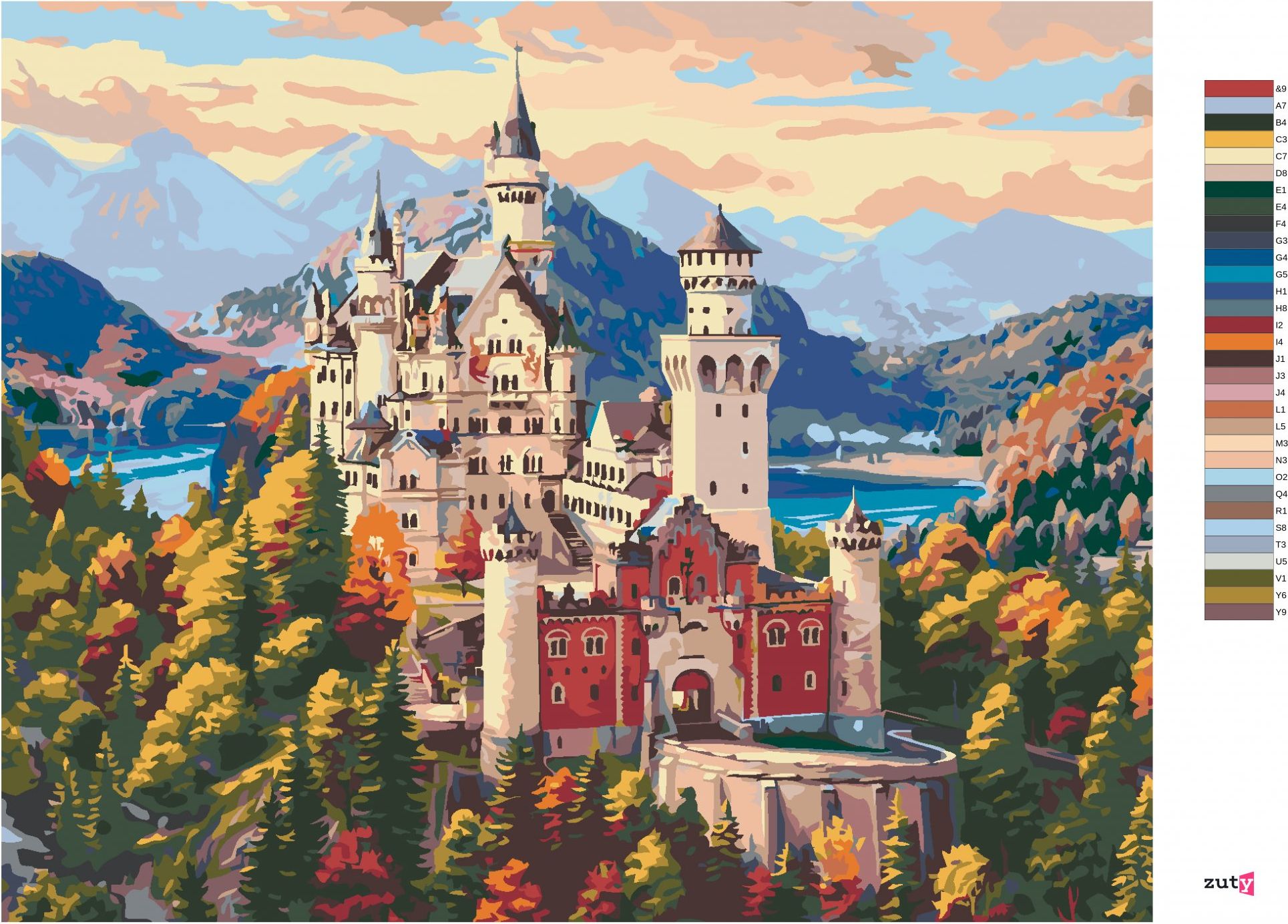 zuty Malování podle čísel - HRAD V HORÁCH (IMAGE WORLD-RC) - Rozměr: 40x50 cm, Rámování: Varianta: vypnuté plátno na rám - obrázek 5