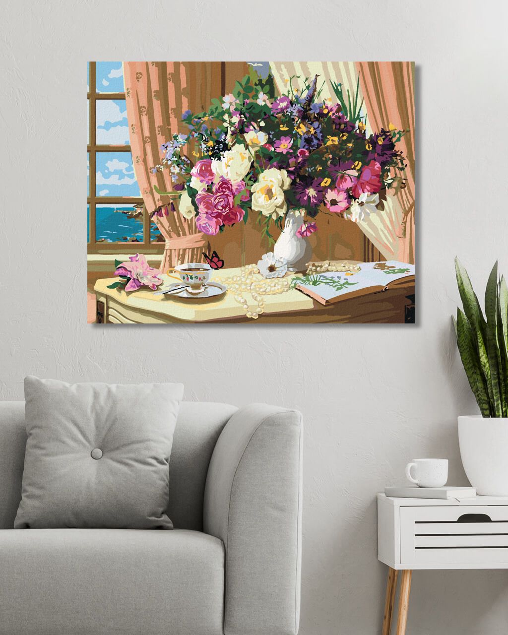 zuty Malování podle čísel - ZATIŠÍ KVĚTINA VE VÁZE U OKNA (IMAGE WORLD-RC) - Rozměr: 40x50 cm, Rámování: Varianta: vypnuté plátno na rám - obrázek 8
