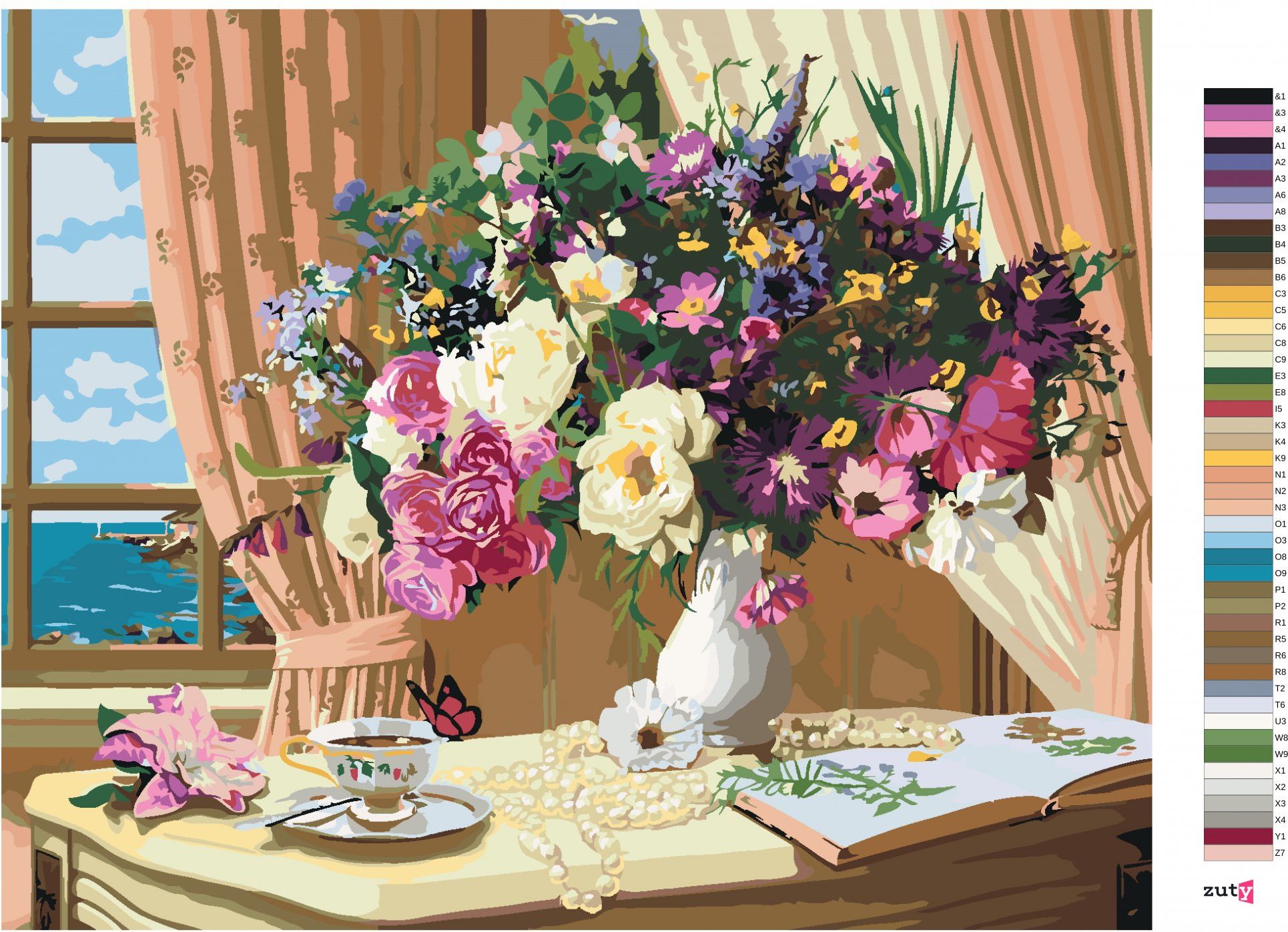 zuty Malování podle čísel - ZATIŠÍ KVĚTINA VE VÁZE U OKNA (IMAGE WORLD-RC) - Rozměr: 40x50 cm, Rámování: Varianta: vypnuté plátno na rám - obrázek 9