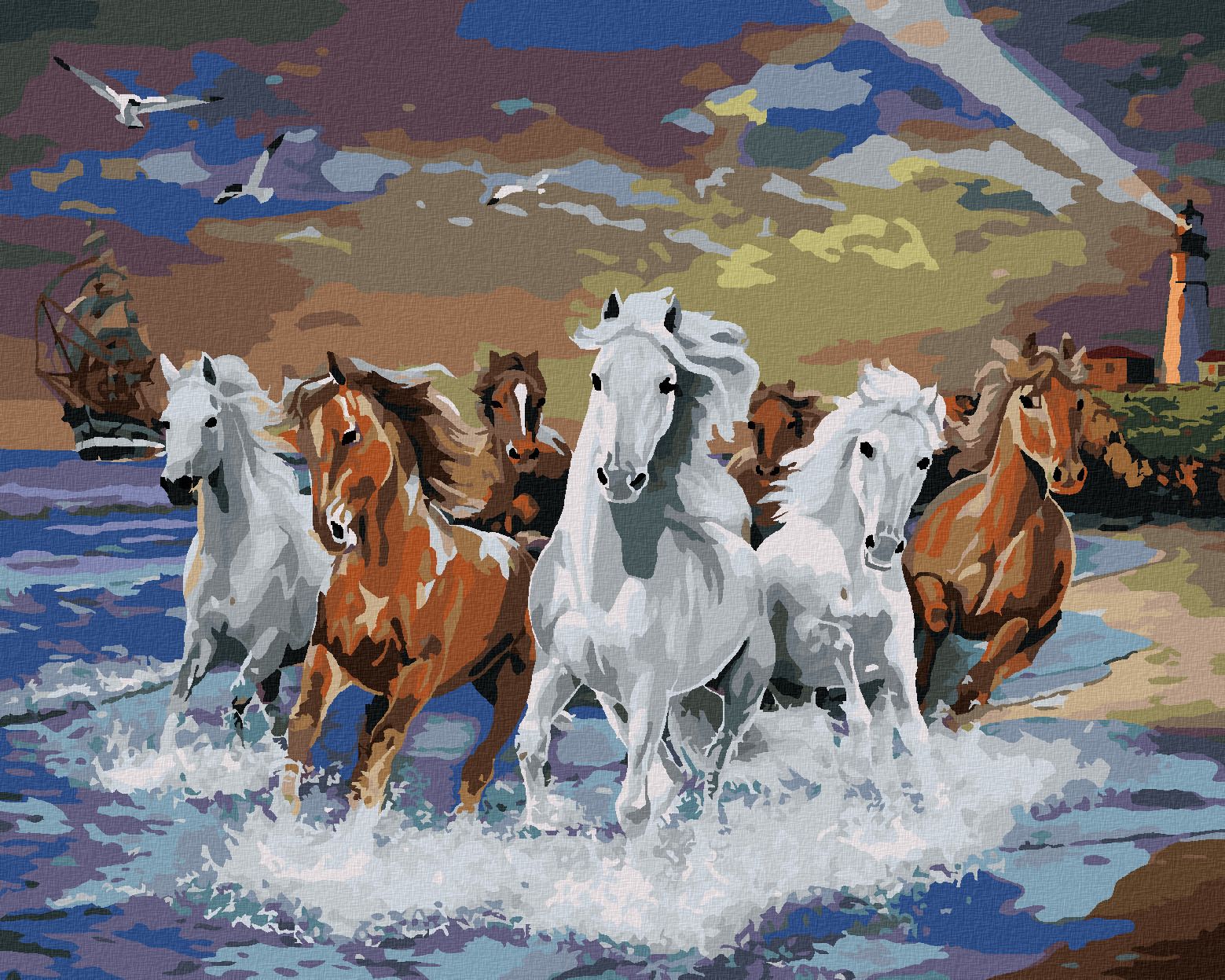zuty Malování podle čísel - KONĚ BĚŽÍCÍ PO POBŘEŽÍ (IMAGE WORLD-RC) - Rozměr: 40x50 cm, Rámování: Varianta: bez rámu a bez vypnutí plátna - obrázek 1