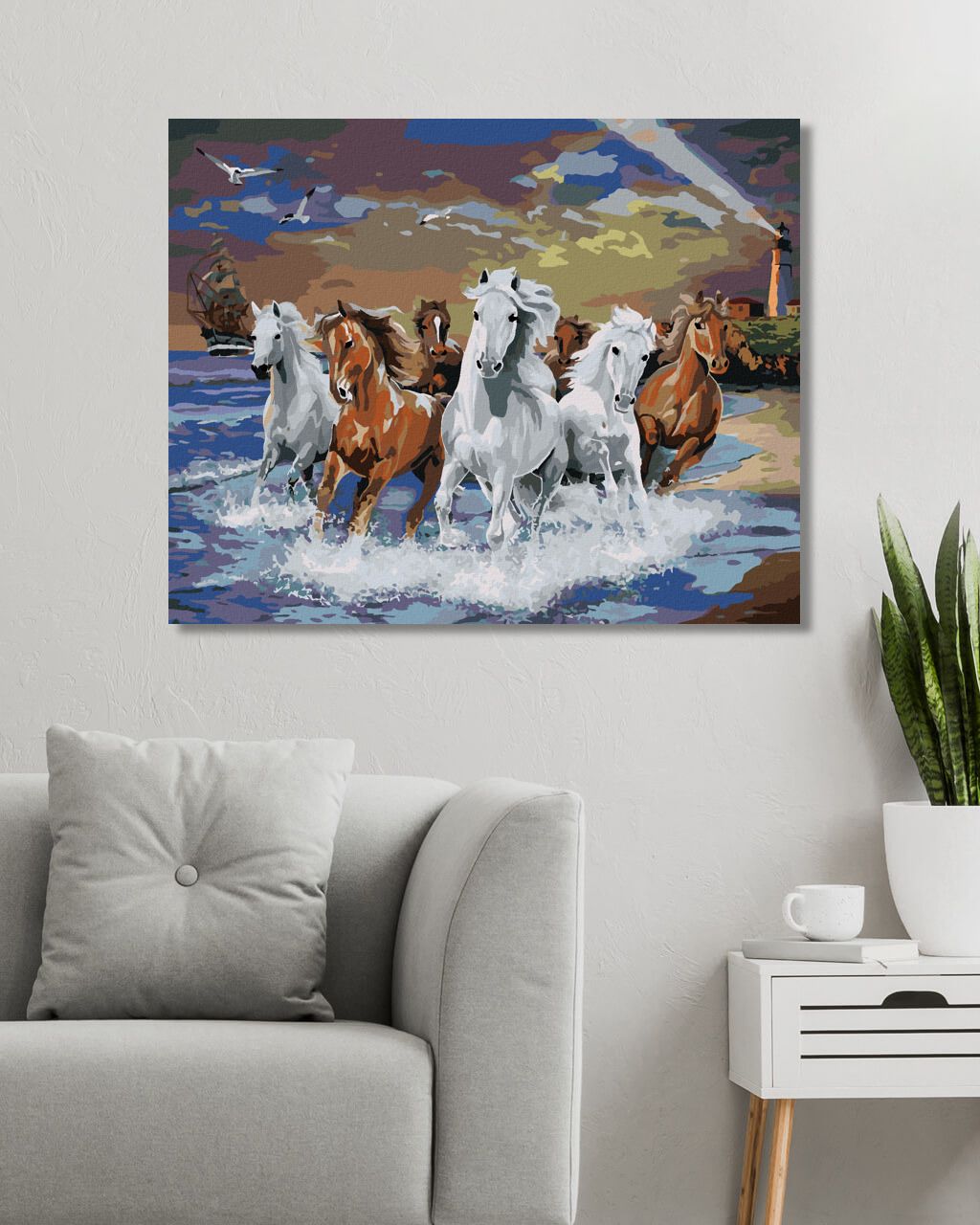 zuty Malování podle čísel - KONĚ BĚŽÍCÍ PO POBŘEŽÍ (IMAGE WORLD-RC) - Rozměr: 40x50 cm, Rámování: Varianta: bez rámu a bez vypnutí plátna - obrázek 3