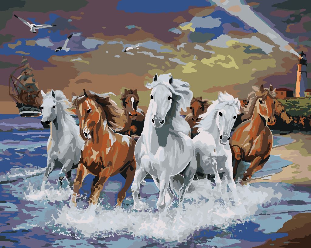 zuty Malování podle čísel - KONĚ BĚŽÍCÍ PO POBŘEŽÍ (IMAGE WORLD-RC) - Rozměr: 40x50 cm, Rámování: Varianta: bez rámu a bez vypnutí plátna - obrázek 4