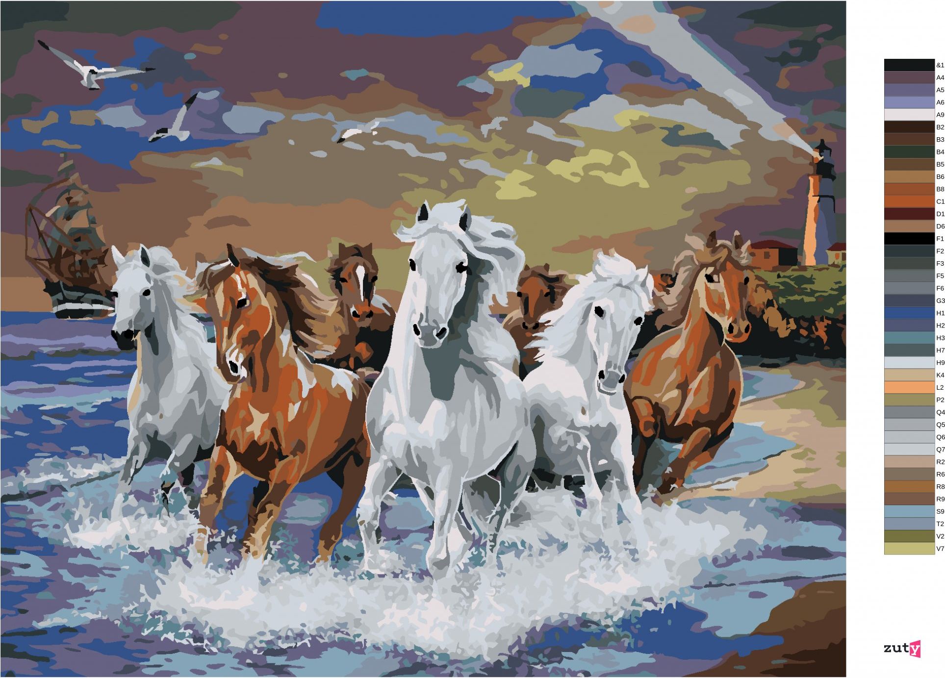 zuty Malování podle čísel - KONĚ BĚŽÍCÍ PO POBŘEŽÍ (IMAGE WORLD-RC) - Rozměr: 40x50 cm, Rámování: Varianta: bez rámu a bez vypnutí plátna - obrázek 10