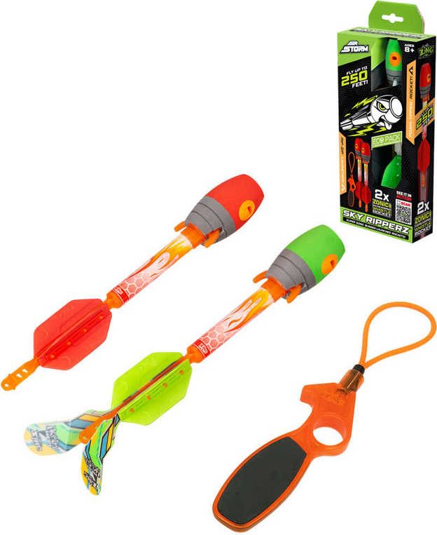 ZING Sky Ripperz prak hvízdací herní set se 2 šípy v krabici plast - obrázek 1