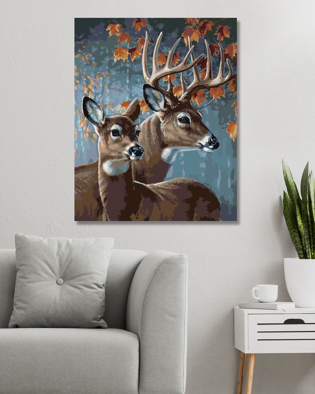 zuty Malování podle čísel - JELEN A JEHO DRUŽKA (JAMES MEGER) - Rozměr: 40x50 cm, Rámování: Varianta: bez rámu a bez vypnutí plátna - obrázek 3