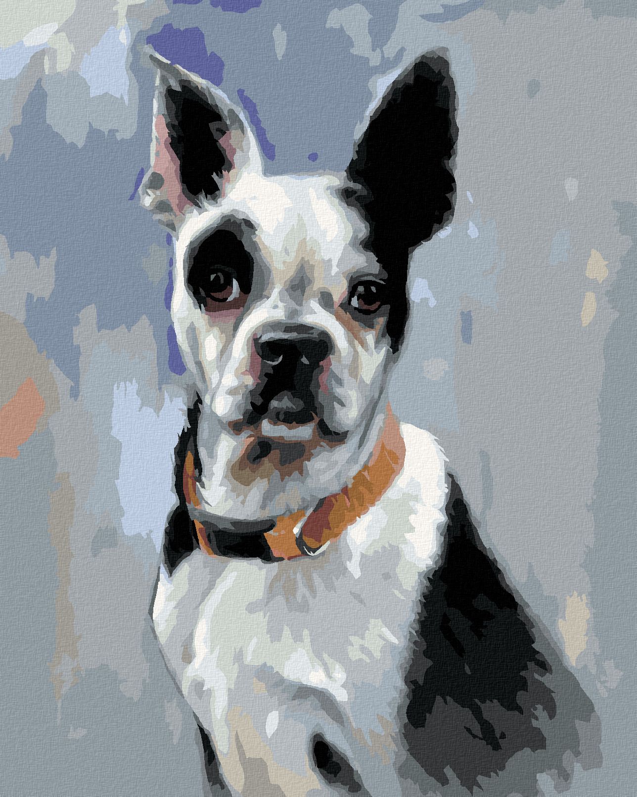 zuty Malování podle čísel - BÍLOČERNÝ ANGLICKÝ BULLDOG (JIM KILLEN) - Rozměr: 40x50 cm, Rámování: Varianta: vypnuté plátno na rám - obrázek 1