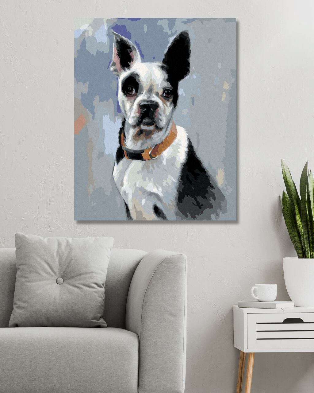 zuty Malování podle čísel - BÍLOČERNÝ ANGLICKÝ BULLDOG (JIM KILLEN) - Rozměr: 40x50 cm, Rámování: Varianta: vypnuté plátno na rám - obrázek 5