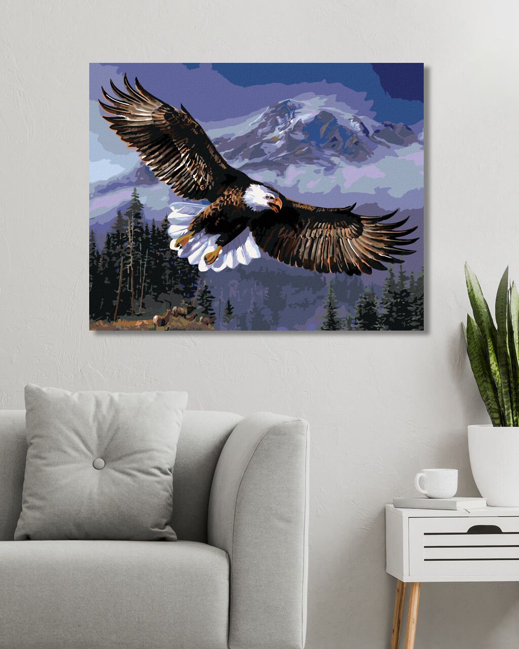 zuty Malování podle čísel - OREL BĚLOHLAVÝ V LETU (JAMES MEGER) - Rozměr: 40x50 cm, Rámování: Varianta: bez rámu a bez vypnutí plátna - obrázek 8