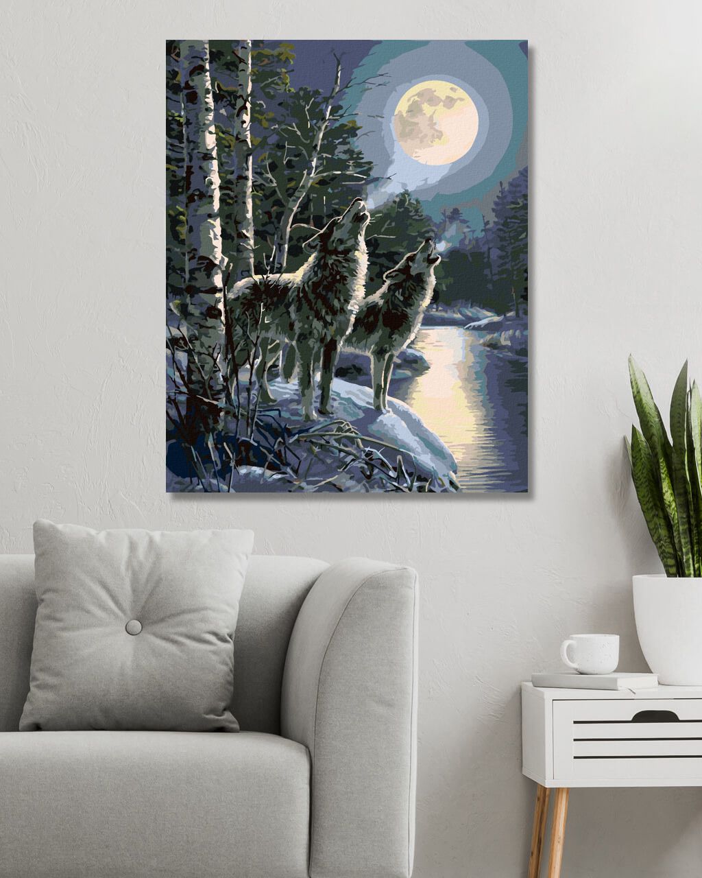 zuty Malování podle čísel - VYJÍCÍ VLCI ZA ÚPLŇKU (JAMES MEGER) - Rozměr: 40x50 cm, Rámování: Varianta: bez rámu a bez vypnutí plátna - obrázek 6