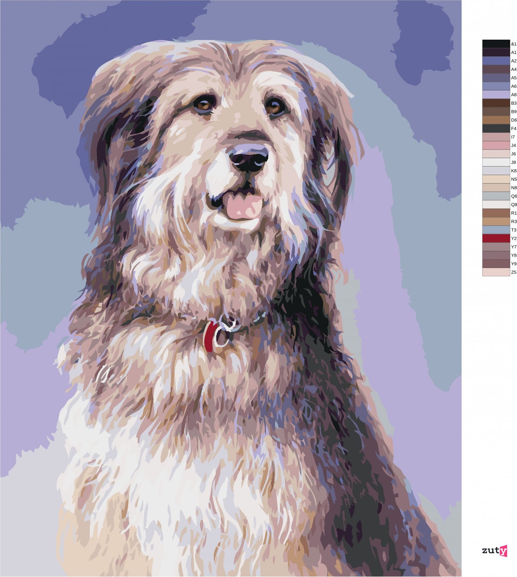 zuty Malování podle čísel – DLOUHOSRSTÝ PES (JIM KILLEN) - Rozměr: 40x50 cm, Rámování: Varianta: vypnuté plátno na rám - obrázek 2