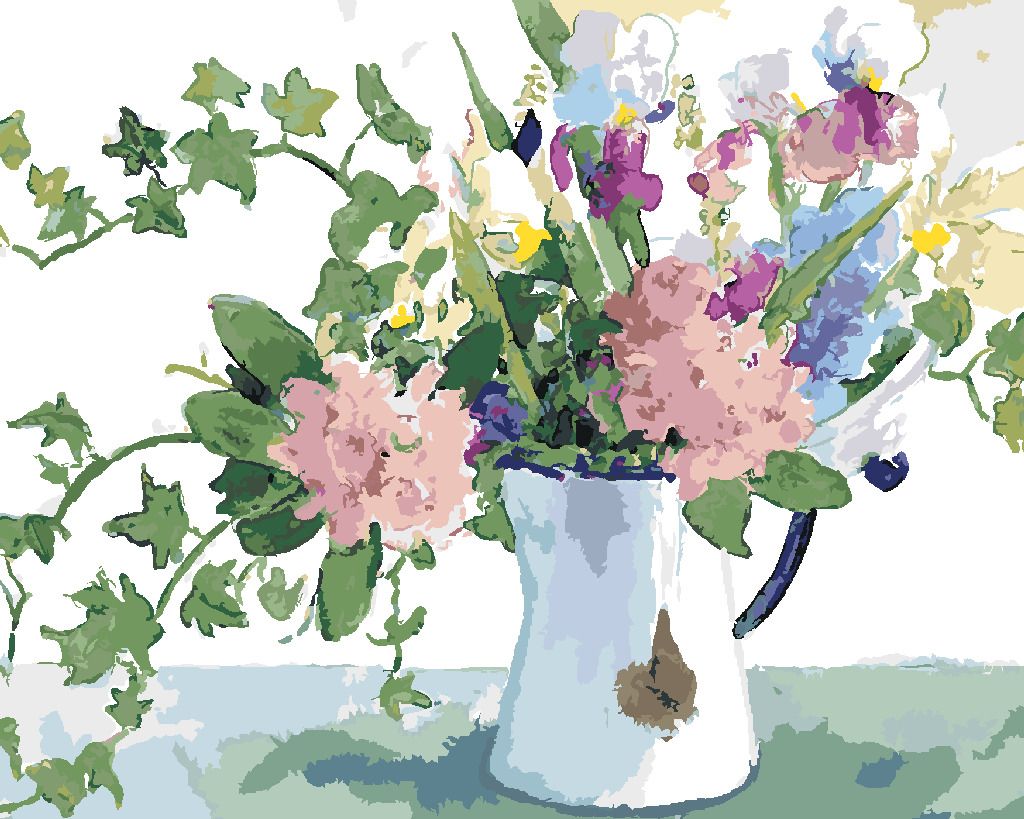 zuty Malování podle čísel – KVĚTINY A BŘEČŤAN V KONVICI (JUDY BUSWELL) - Rozměr: 40x50 cm, Rámování: Varianta: bez rámu a bez vypnutí plátna - obrázek 7