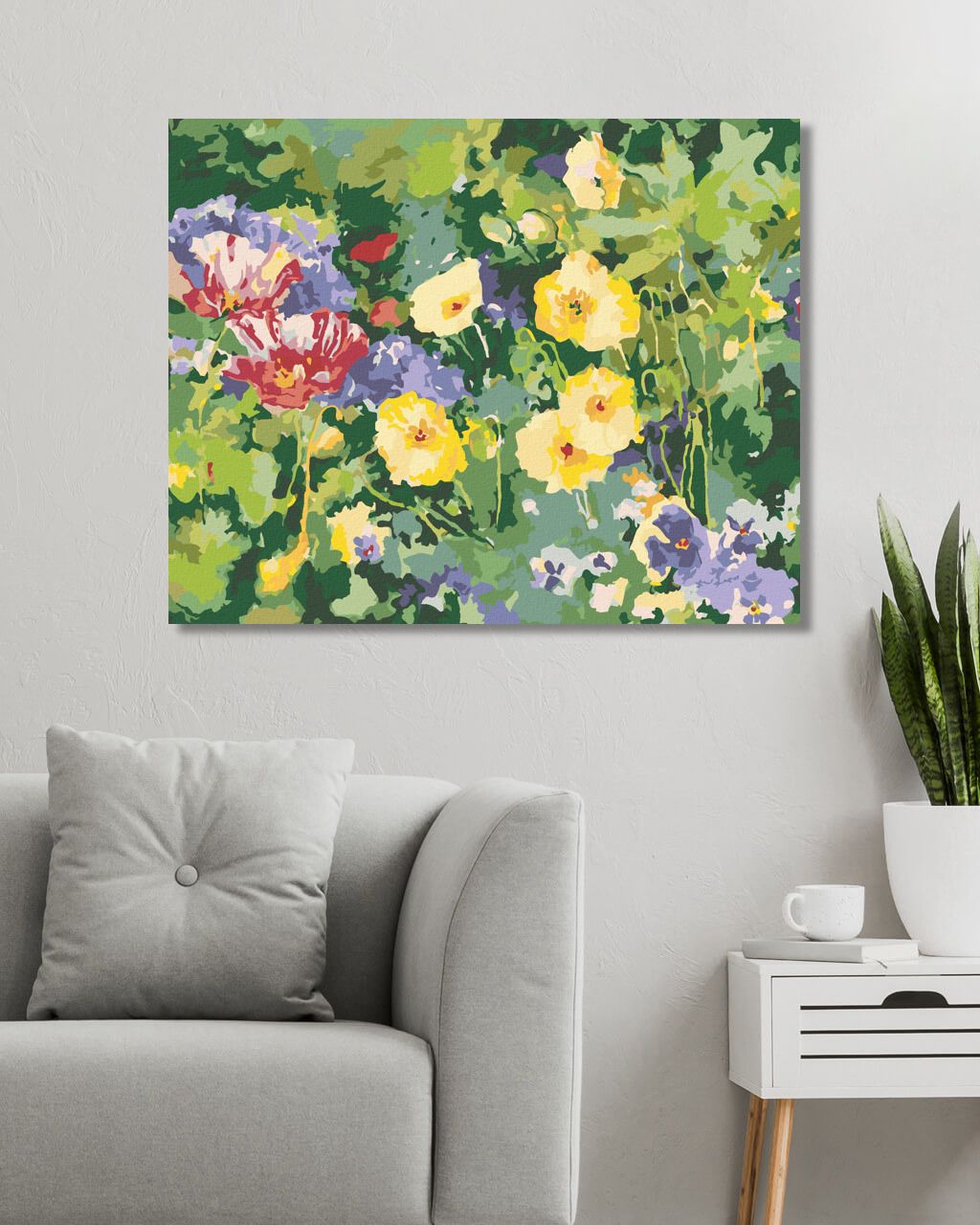 zuty Malování podle čísel – ZÁHON BAREVNÝCH KVĚTIN (JUDY BUSWELL) - Rozměr: 40x50 cm, Rámování: Varianta: vypnuté plátno na rám - obrázek 2