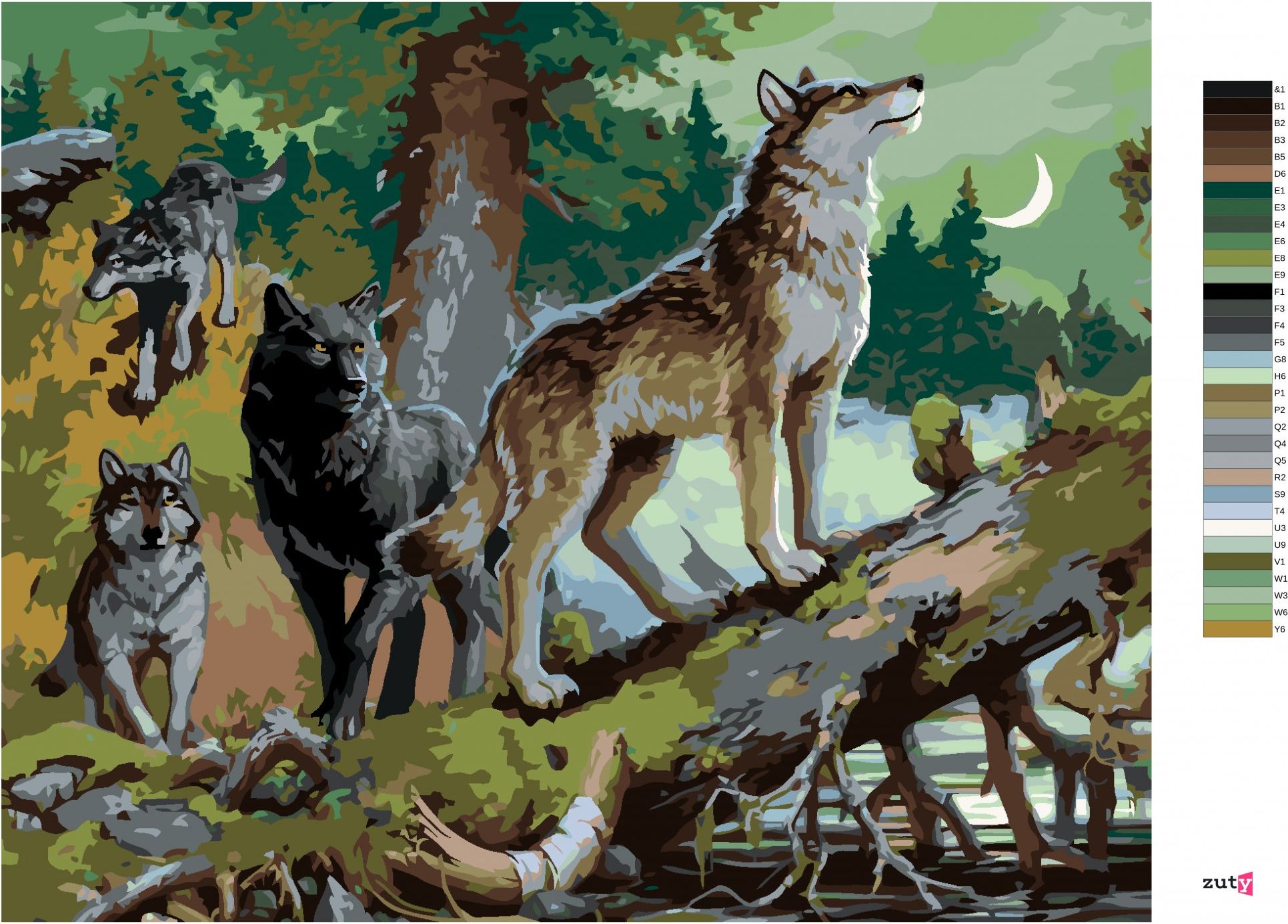 zuty Malování podle čísel - SMEČKA VLKŮ (IMAGE WORLD-RC) - Rozměr: 40x50 cm, Rámování: Varianta: bez rámu a bez vypnutí plátna - obrázek 4