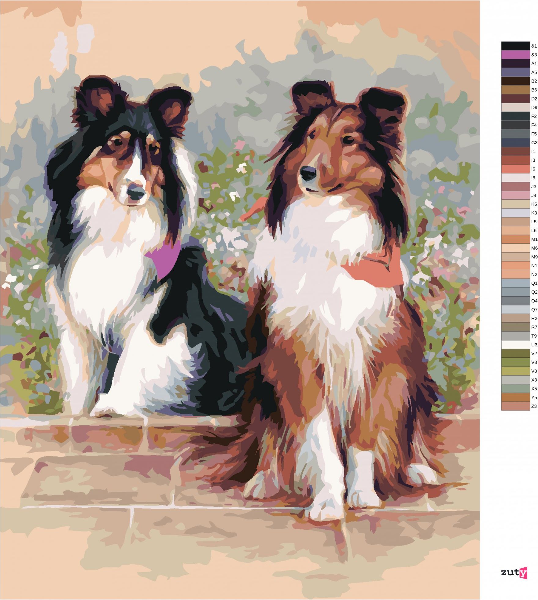 zuty Malování podle čísel - ŠELTIE SE ŠÁTKEM (JIM KILLEN) - Rozměr: 40x50 cm, Rámování: Varianta: bez rámu a bez vypnutí plátna - obrázek 5
