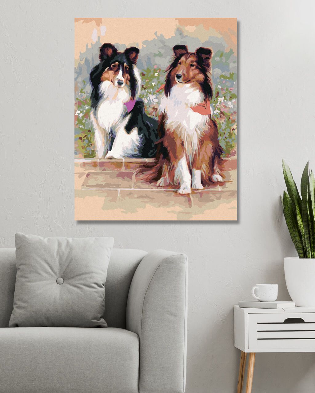 zuty Malování podle čísel - ŠELTIE SE ŠÁTKEM (JIM KILLEN) - Rozměr: 40x50 cm, Rámování: Varianta: vypnuté plátno na rám - obrázek 9