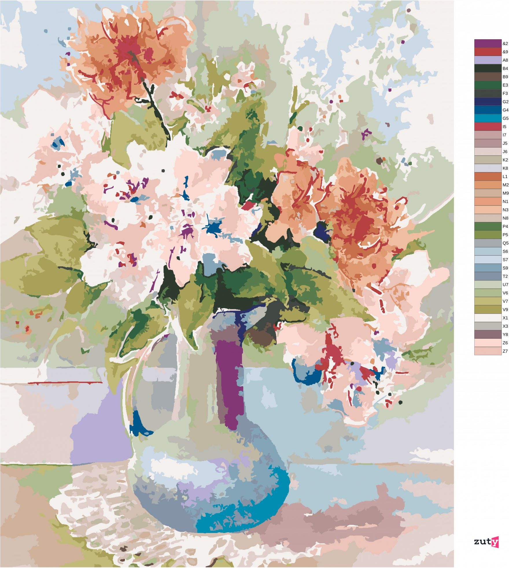 zuty Malování podle čísel – RODODENDRONY A AZALKY VE VÁZE (JUDY BUSWELL) - Rozměr: 40x50 cm, Rámování: Varianta: vypnuté plátno na rám - obrázek 7