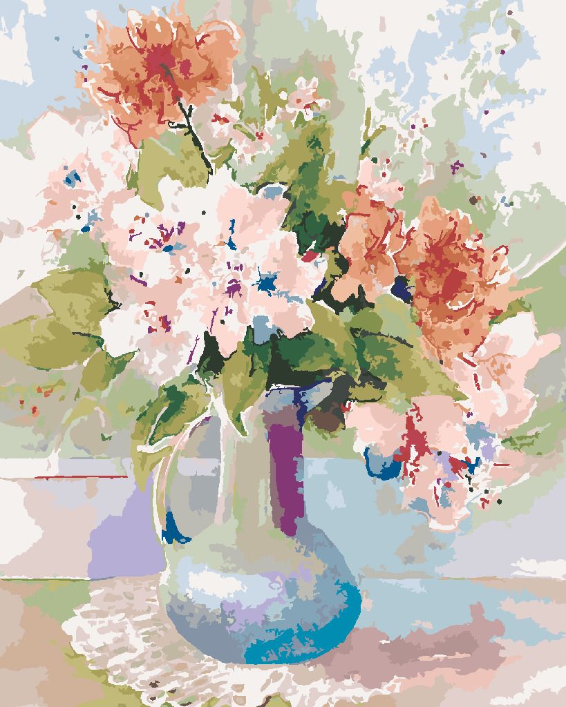 zuty Malování podle čísel – RODODENDRONY A AZALKY VE VÁZE (JUDY BUSWELL) - Rozměr: 40x50 cm, Rámování: Varianta: vypnuté plátno na rám - obrázek 9