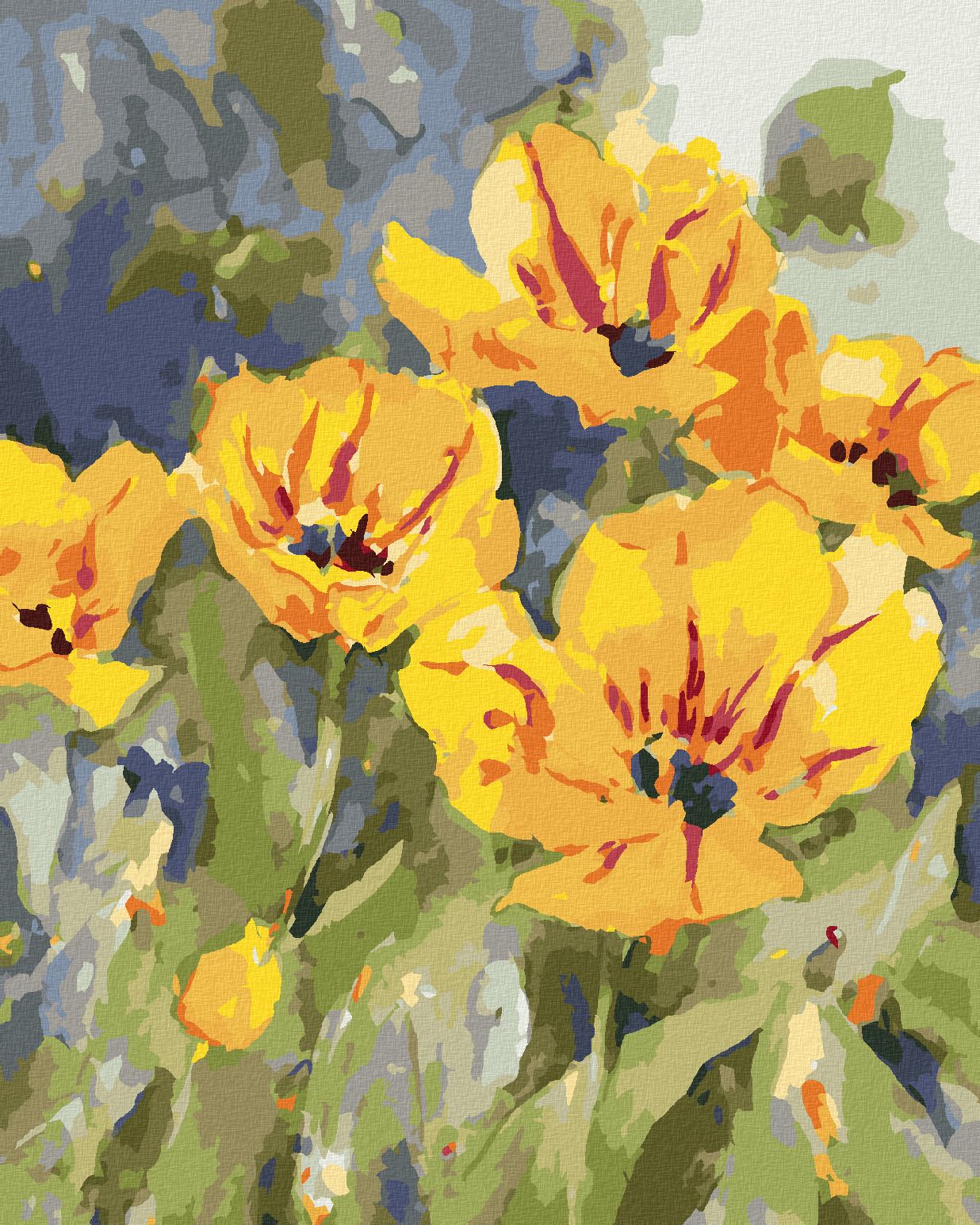 zuty Malování podle čísel – ŽLUTÉ TULIPÁNY (JUDY BUSWELL) - Rozměr: 40x50 cm, Rámování: Varianta: vypnuté plátno na rám - obrázek 1