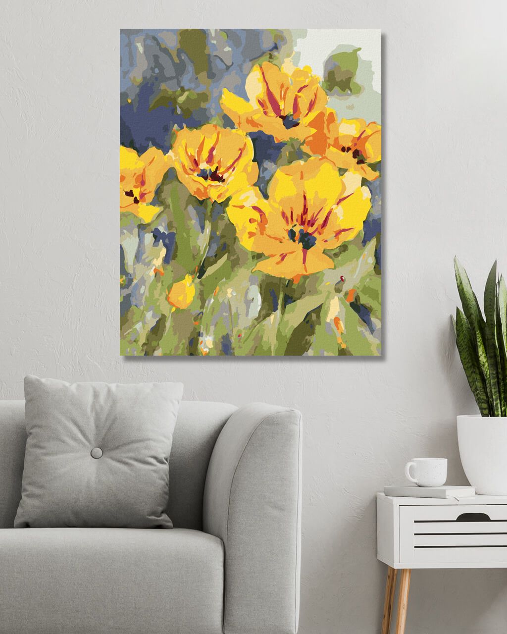 zuty Malování podle čísel – ŽLUTÉ TULIPÁNY (JUDY BUSWELL) - Rozměr: 40x50 cm, Rámování: Varianta: vypnuté plátno na rám - obrázek 4