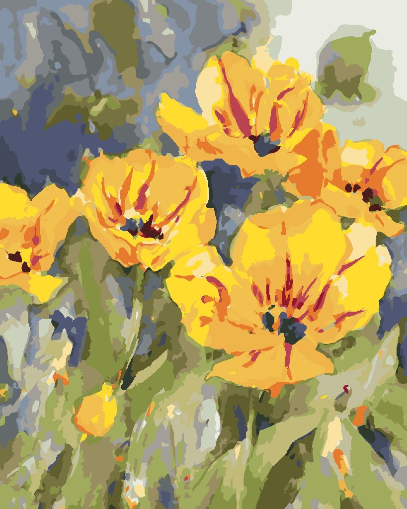 zuty Malování podle čísel – ŽLUTÉ TULIPÁNY (JUDY BUSWELL) - Rozměr: 40x50 cm, Rámování: Varianta: vypnuté plátno na rám - obrázek 6