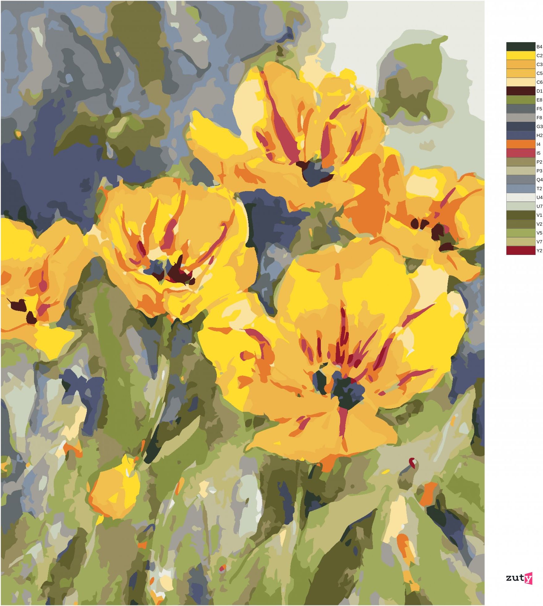 zuty Malování podle čísel – ŽLUTÉ TULIPÁNY (JUDY BUSWELL) - Rozměr: 40x50 cm, Rámování: Varianta: vypnuté plátno na rám - obrázek 8