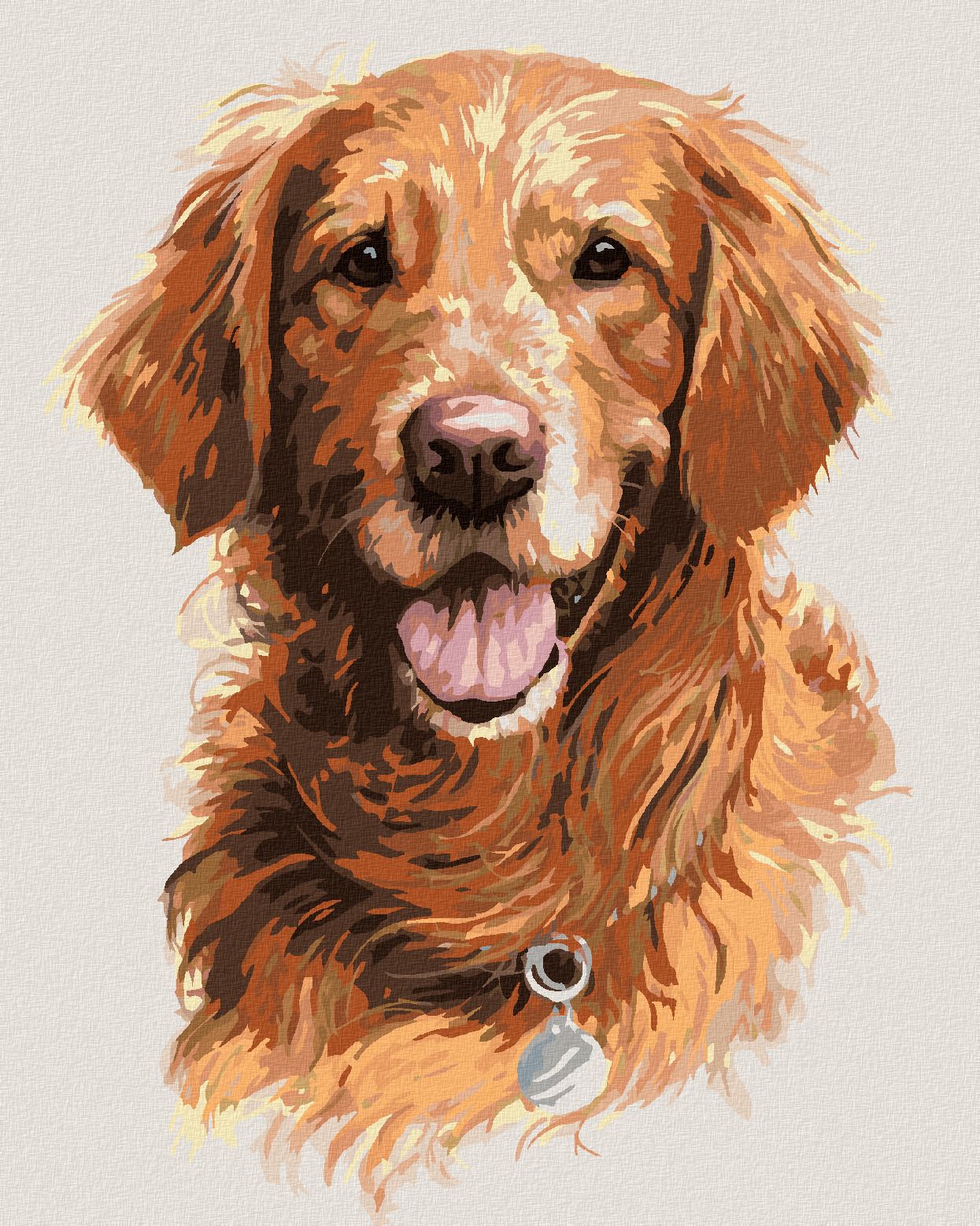 zuty Malování podle čísel - ZLATÝ RETRÍVR SE ZNÁMKOU (JIM KILLEN) - Rozměr: 40x50 cm, Rámování: Varianta: vypnuté plátno na rám - obrázek 1