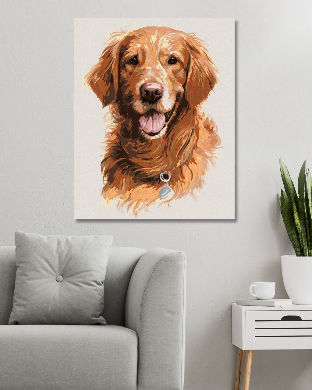 zuty Malování podle čísel - ZLATÝ RETRÍVR SE ZNÁMKOU (JIM KILLEN) - Rozměr: 40x50 cm, Rámování: Varianta: vypnuté plátno na rám - obrázek 5