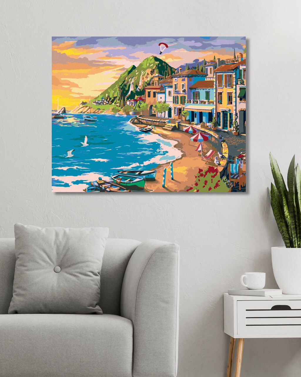 zuty Malování podle čísel - BAREVNÉ DOMY A PLÁŽ (IMAGE WORLD-RC) - Rozměr: 40x50 cm, Rámování: Varianta: vypnuté plátno na rám - obrázek 8