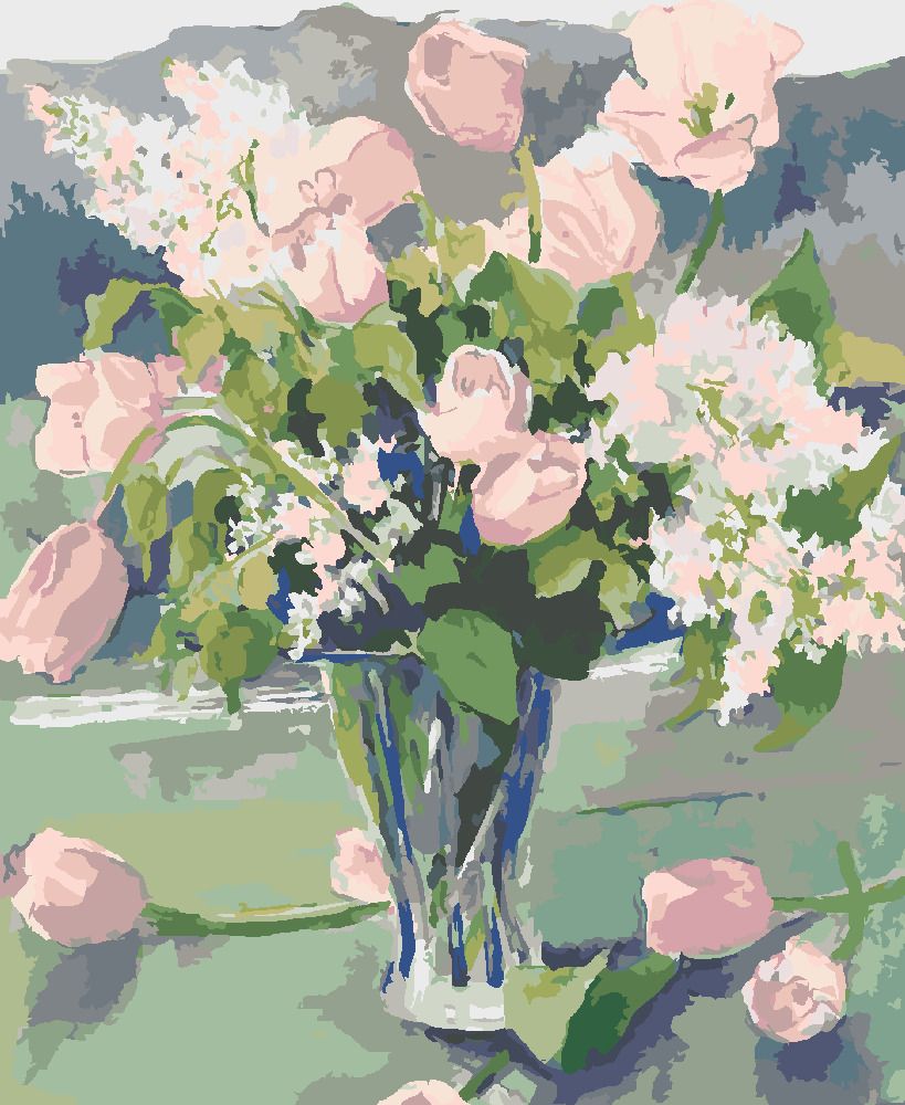 zuty Malování podle čísel – RŮŽOVÉ TULIPÁNY A BÍLÉ ŠEŘÍKY (JUDY BUSWELL) - Rozměr: 40x50 cm, Rámování: Varianta: bez rámu a bez vypnutí plátna - obrázek 7