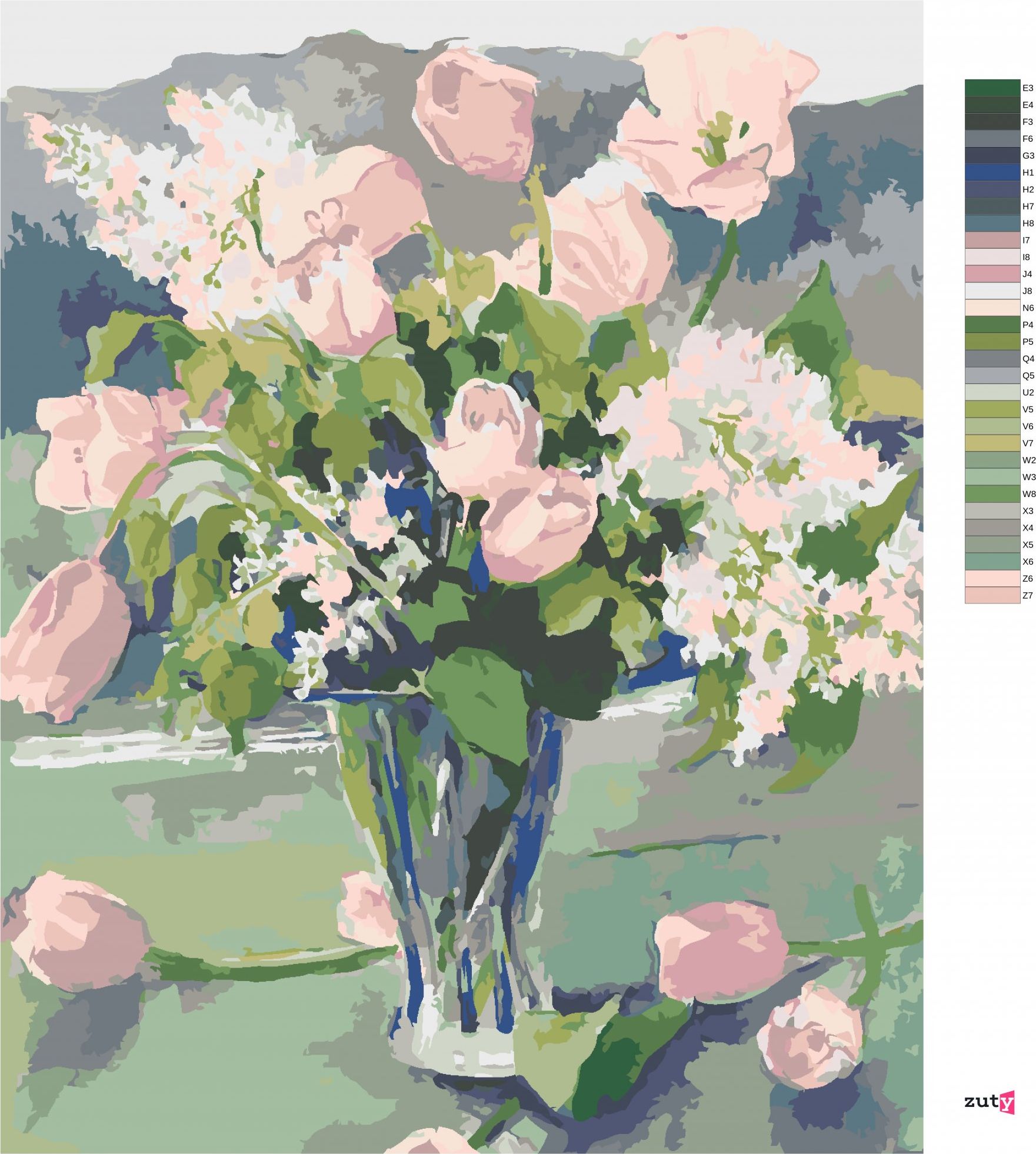 zuty Malování podle čísel – RŮŽOVÉ TULIPÁNY A BÍLÉ ŠEŘÍKY (JUDY BUSWELL) - Rozměr: 40x50 cm, Rámování: Varianta: vypnuté plátno na rám - obrázek 3