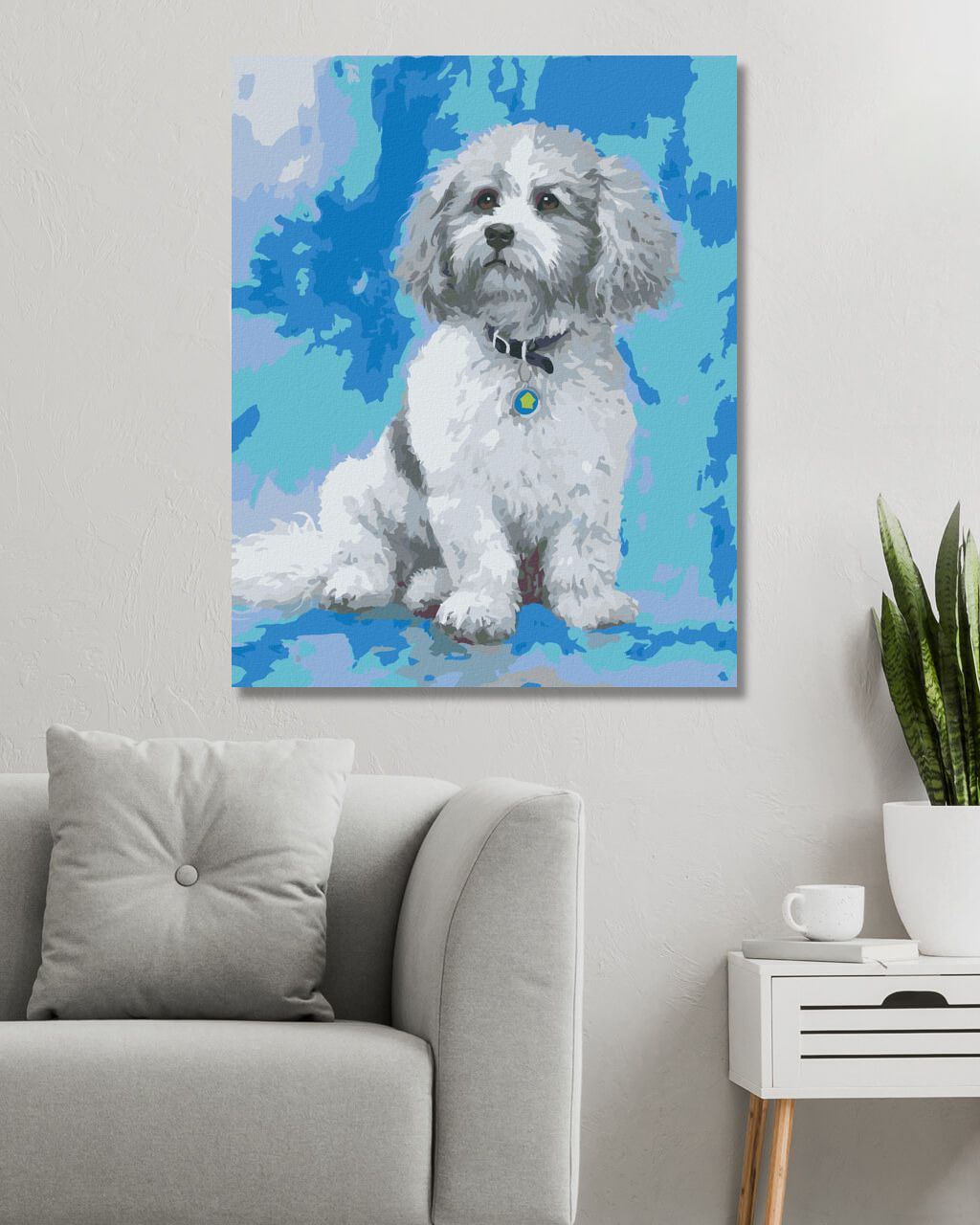 zuty Malování podle čísel – BÍLOŠEDÝ BOLOŇSKÝ PSÍK (JIM KILLEN) - Rozměr: 40x50 cm, Rámování: Varianta: bez rámu a bez vypnutí plátna - obrázek 7