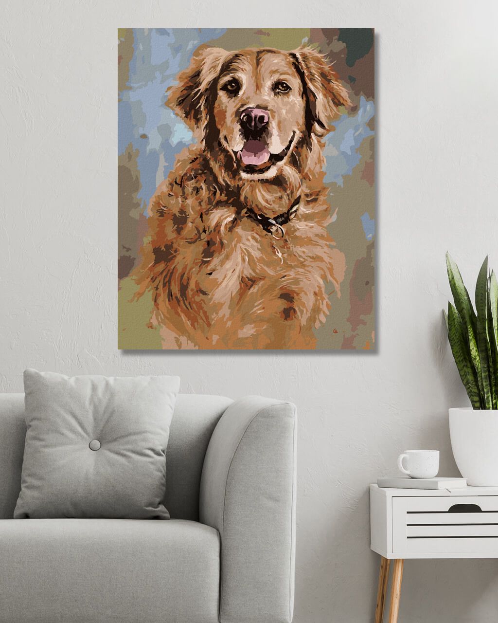 zuty Malování podle čísel - ZLATÝ RETRÍVR S HNĚDÝM OBOJKEM (JIM KILLEN) - Rozměr: 40x50 cm, Rámování: Varianta: bez rámu a bez vypnutí plátna - obrázek 4