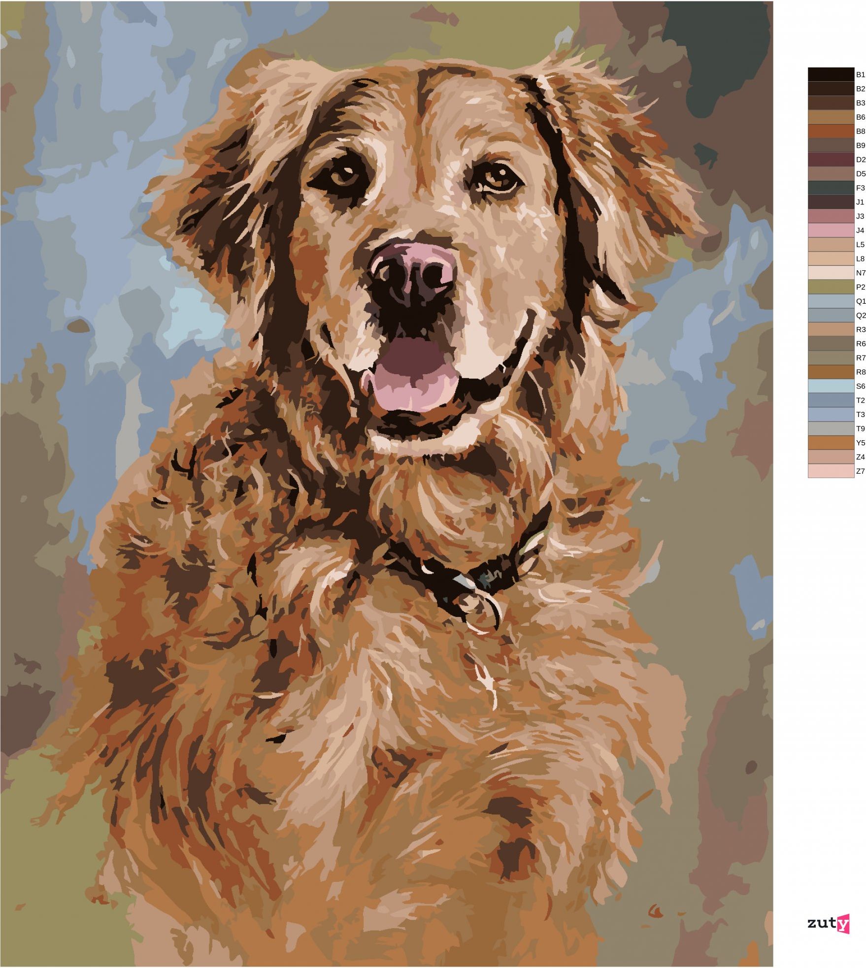 zuty Malování podle čísel - ZLATÝ RETRÍVR S HNĚDÝM OBOJKEM (JIM KILLEN) - Rozměr: 40x50 cm, Rámování: Varianta: bez rámu a bez vypnutí plátna - obrázek 9