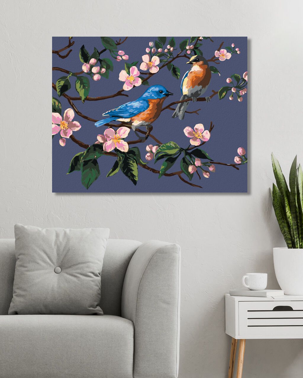 zuty Malování podle čísel - PTÁCI NA ROZKVETLÉ VĚTVI (JAMES MEGER) - Rozměr: 40x50 cm, Rámování: Varianta: vypnuté plátno na rám - obrázek 9