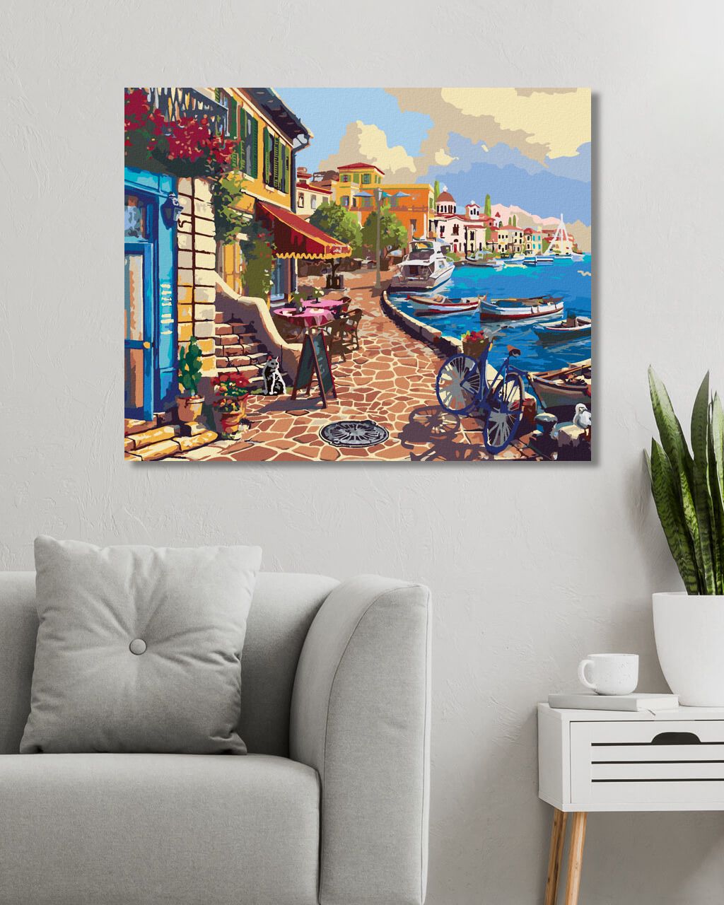 zuty Malování podle čísel - KAVÁRNA U MOŘE A LODĚ (IMAGE WORLD-RC) - Rozměr: 40x50 cm, Rámování: Varianta: bez rámu a bez vypnutí plátna - obrázek 8