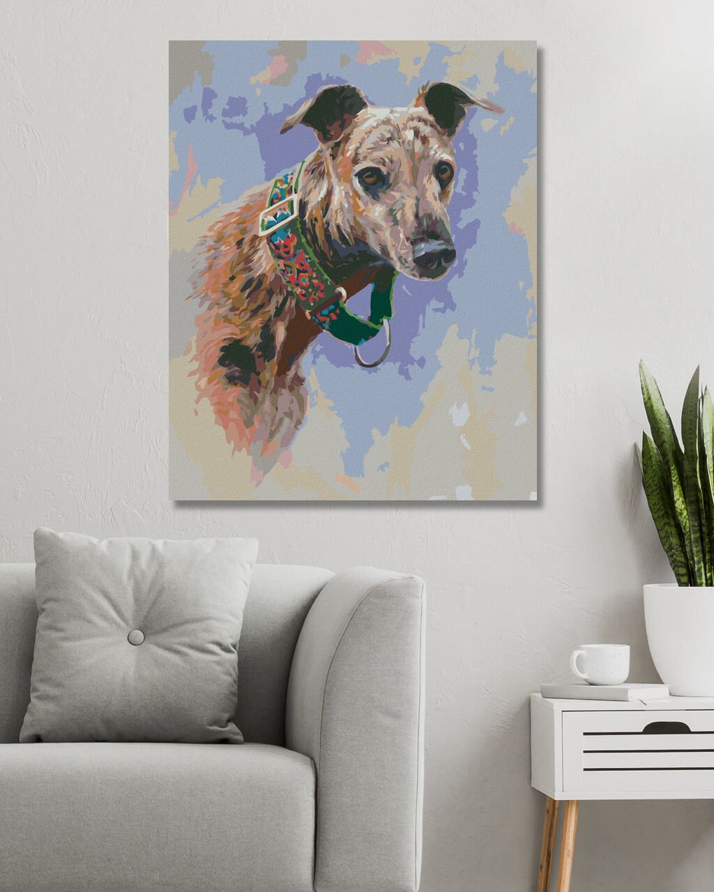 zuty Malování podle čísel - CHRT SE ZELENÝM OBOJKEM (JIM KILLEN) - Rozměr: 40x50 cm, Rámování: Varianta: vypnuté plátno na rám - obrázek 9