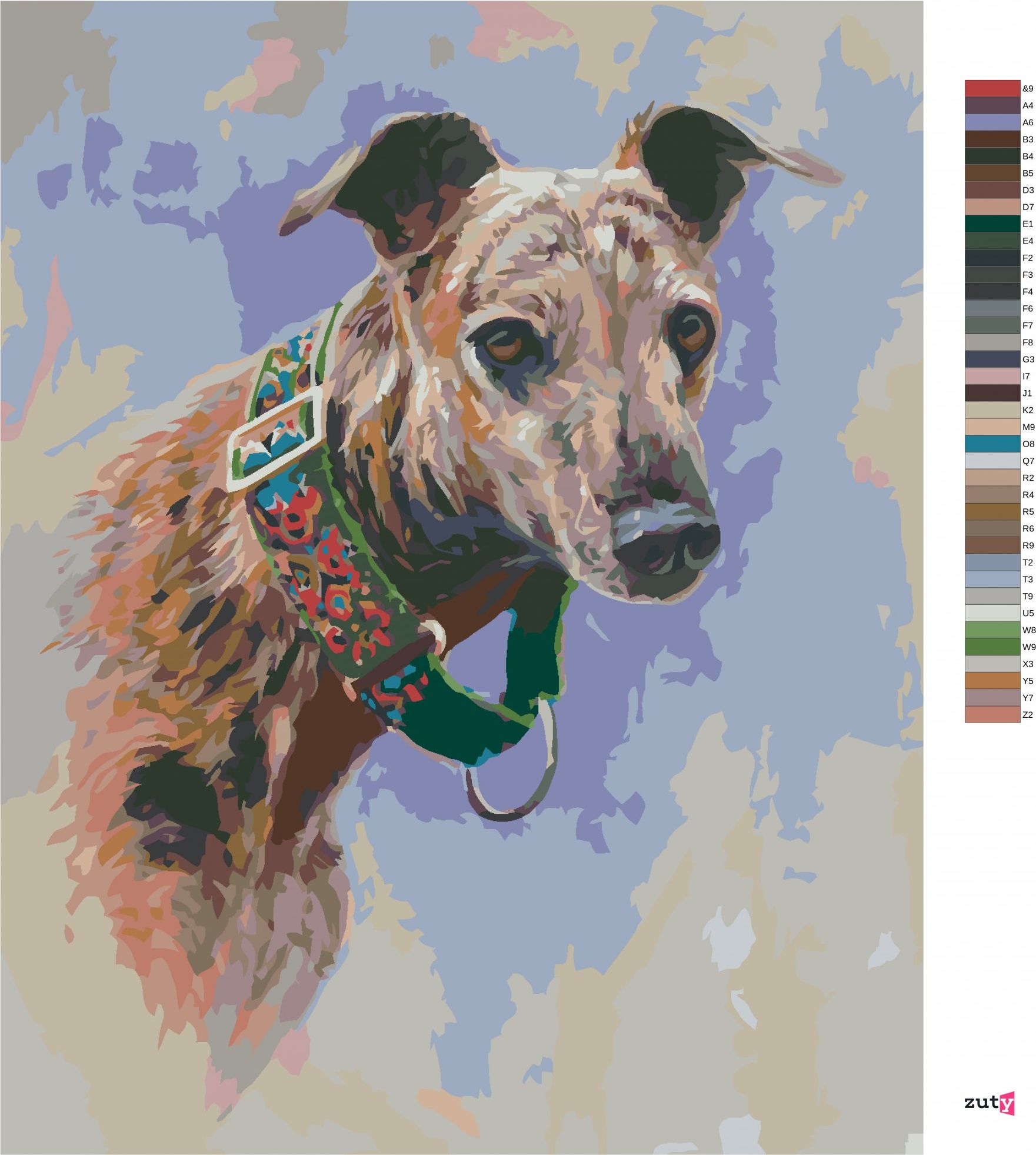 zuty Malování podle čísel - CHRT SE ZELENÝM OBOJKEM (JIM KILLEN) - Rozměr: 40x50 cm, Rámování: Varianta: vypnuté plátno na rám - obrázek 10