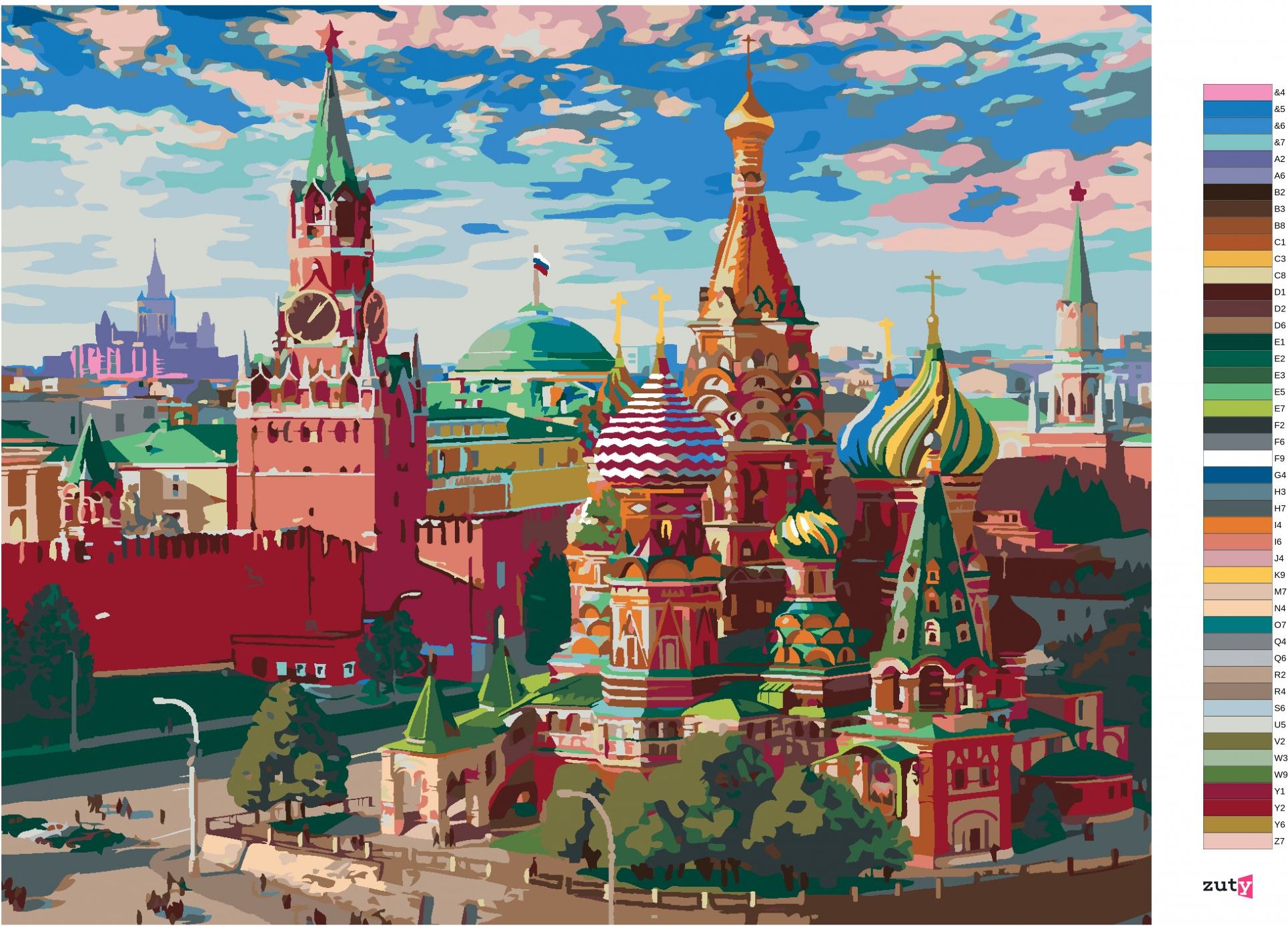 zuty Malování podle čísel - MOSKVA POHLED NA RUDÉ NÁMĚSTÍ (IMAGE WORLD-RC) - Rozměr: 40x50 cm, Rámování: Varianta: bez rámu a bez vypnutí plátna - obrázek 3