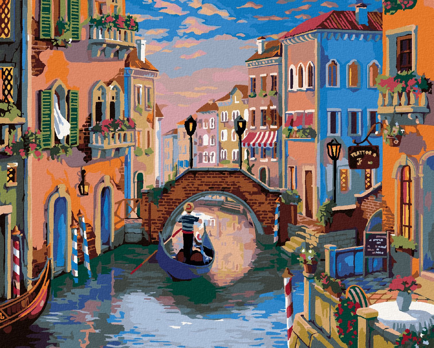 zuty Malování podle čísel - ZÁPAD SLUNCE V BENÁTKÁCH (IMAGE WORLD-RC) - Rozměr: 40x50 cm, Rámování: Varianta: vypnuté plátno na rám - obrázek 1