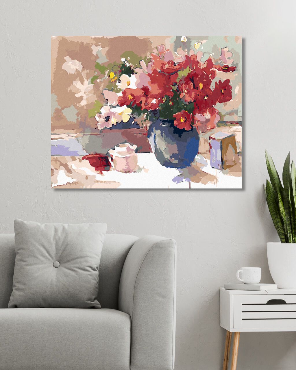 zuty Malování podle čísel – BÍLÉ A ČERVENÉ KVĚTINY VE VÁZE (JUDY BUSWELL) - Rozměr: 40x50 cm, Rámování: Varianta: vypnuté plátno na rám - obrázek 8