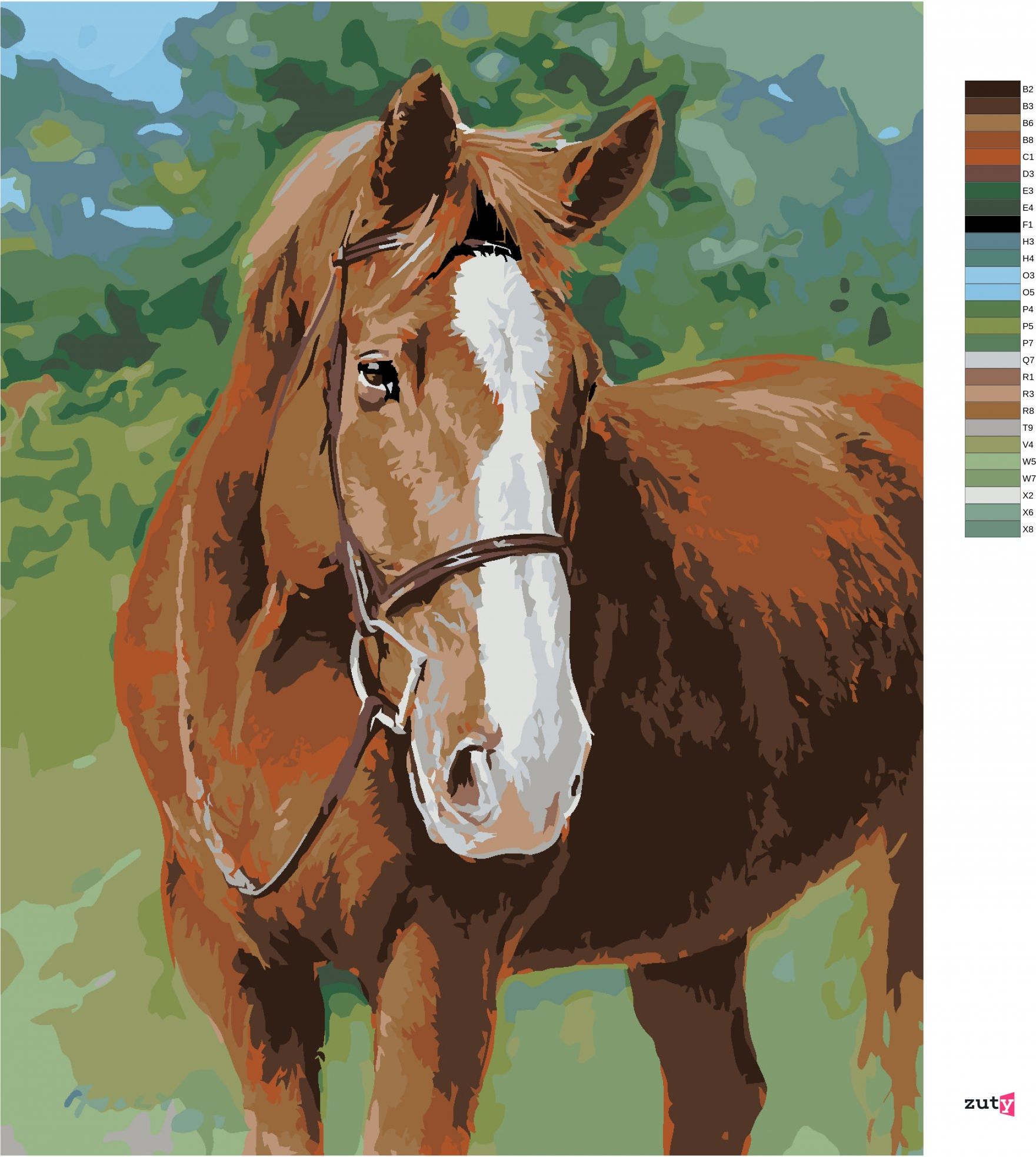 zuty Malování podle čísel – REZAVÝ KŮŇ S UZDEČKOU (JIM KILLEN) - Rozměr: 40x50 cm, Rámování: Varianta: bez rámu a bez vypnutí plátna - obrázek 5