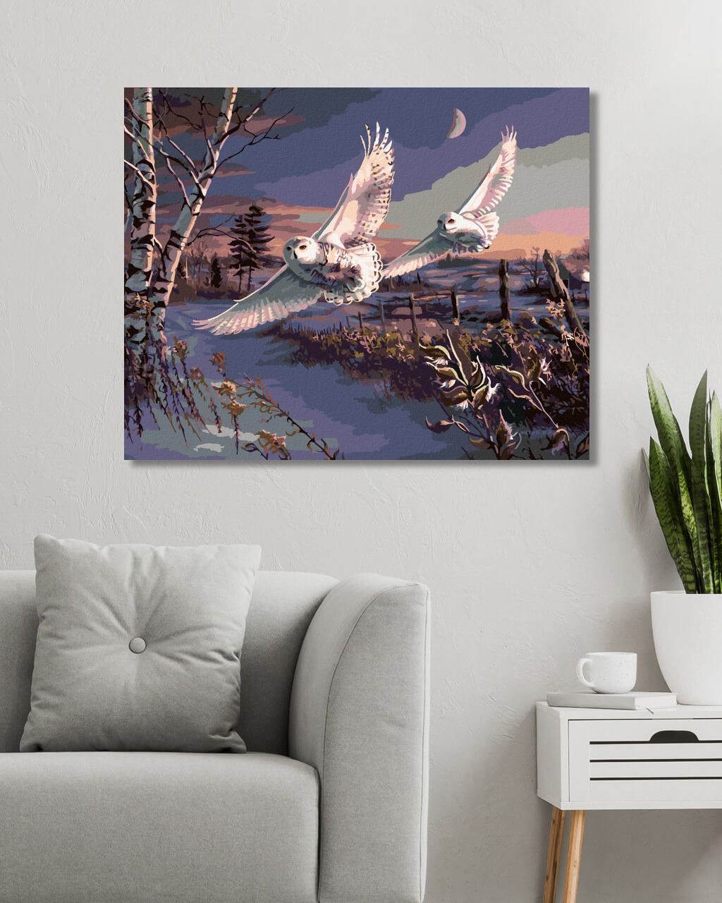 zuty Malování podle čísel - SOVY SNĚŽNÉ V LETU (JAMES MEGER) - Rozměr: 40x50 cm, Rámování: Varianta: vypnuté plátno na rám - obrázek 7