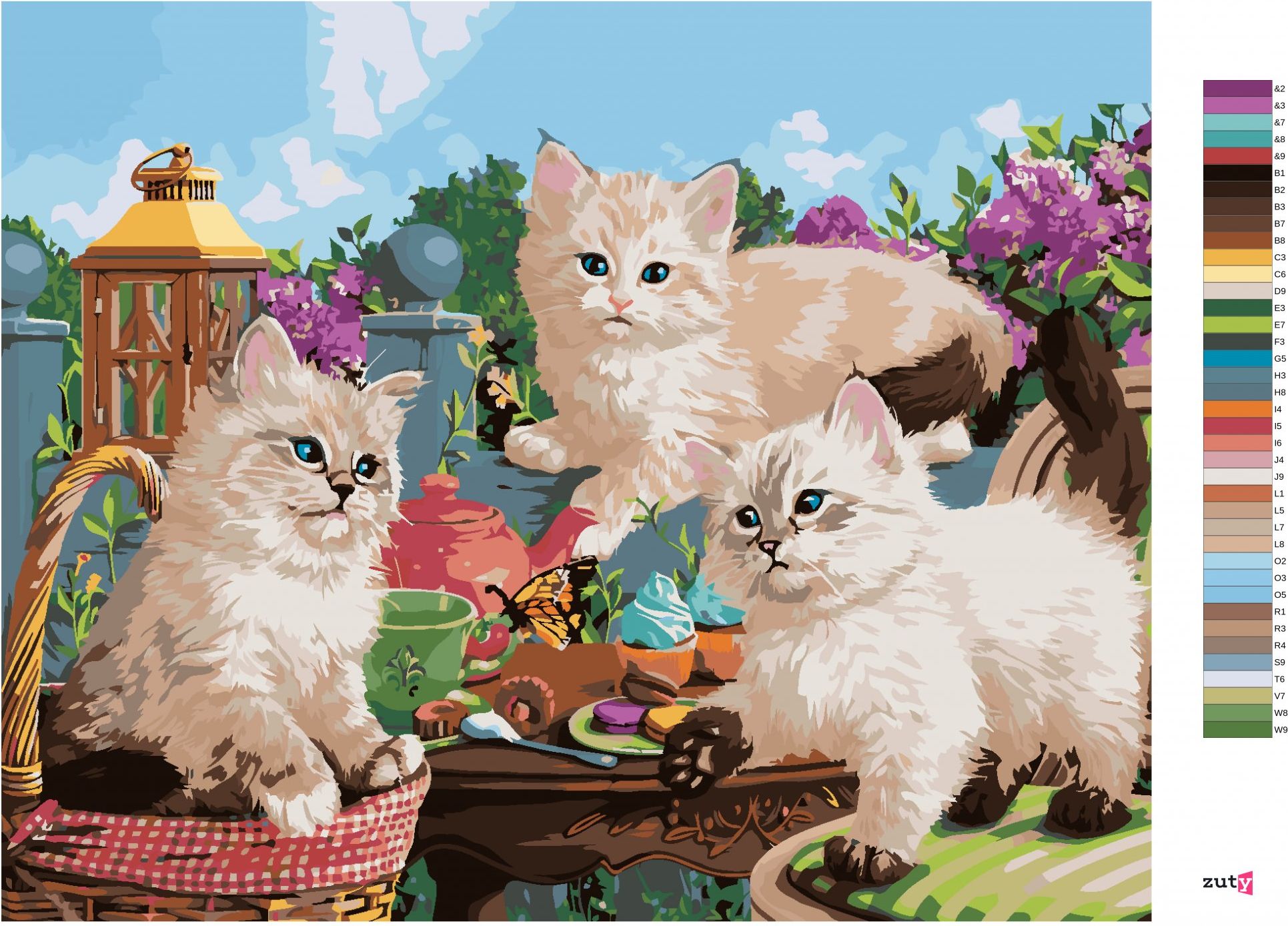 zuty Malování podle čísel - KOŤATA A ČAJOVÝ DÝCHÁNEK (IMAGE WORLD-RC) - Rozměr: 40x50 cm, Rámování: Varianta: bez rámu a bez vypnutí plátna - obrázek 6