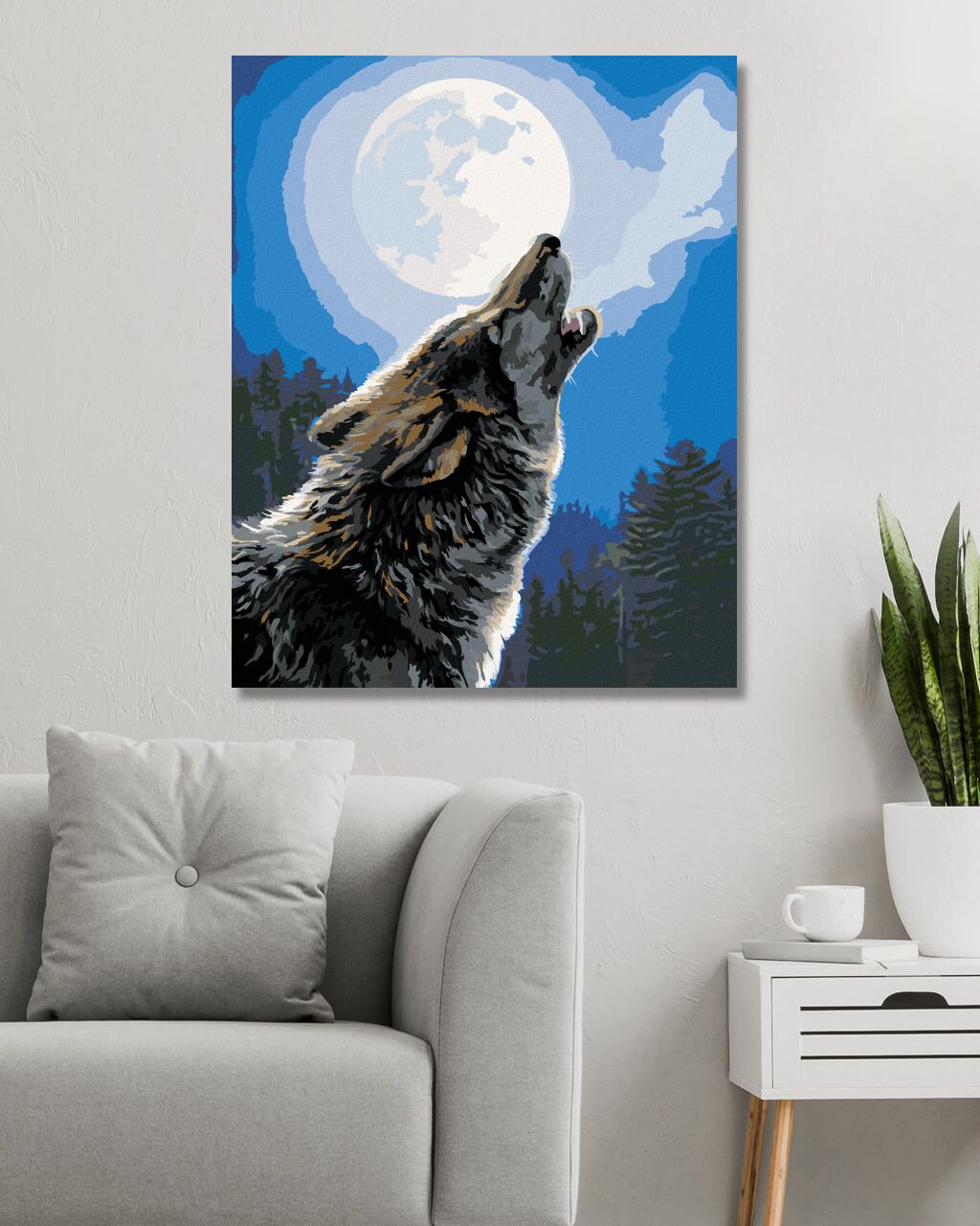 zuty Malování podle čísel - VYJÍCÍ VLK A ÚPLNĚK (JAMES MEGER) - Rozměr: 40x50 cm, Rámování: Varianta: vypnuté plátno na rám - obrázek 6