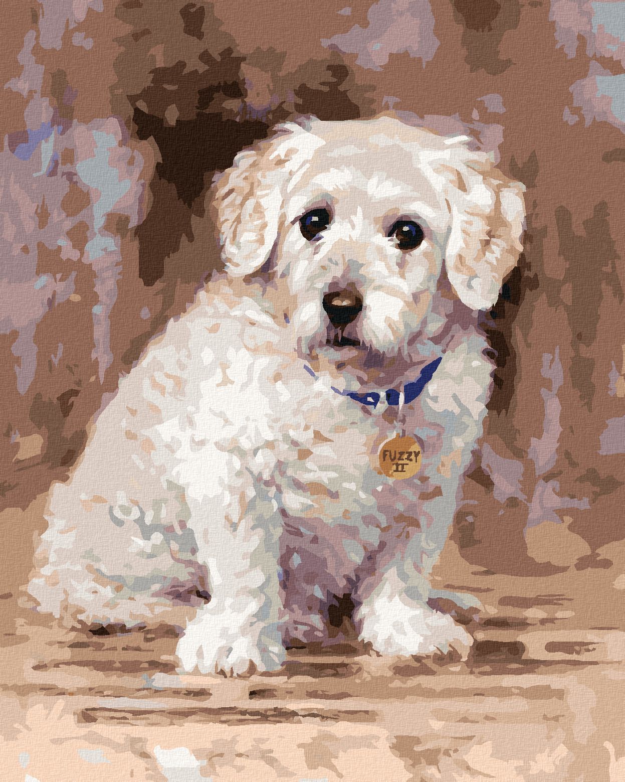 zuty Malování podle čísel - BÍLÝ BOLOŇSKÝ PSÍK (JIM KILLEN) - Rozměr: 40x50 cm, Rámování: Varianta: vypnuté plátno na rám - obrázek 1