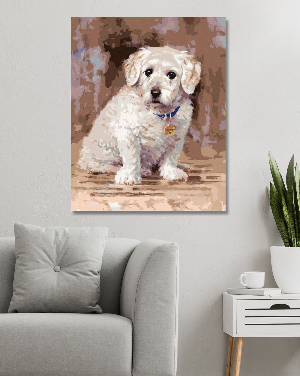 zuty Malování podle čísel - BÍLÝ BOLOŇSKÝ PSÍK (JIM KILLEN) - Rozměr: 40x50 cm, Rámování: Varianta: vypnuté plátno na rám - obrázek 7