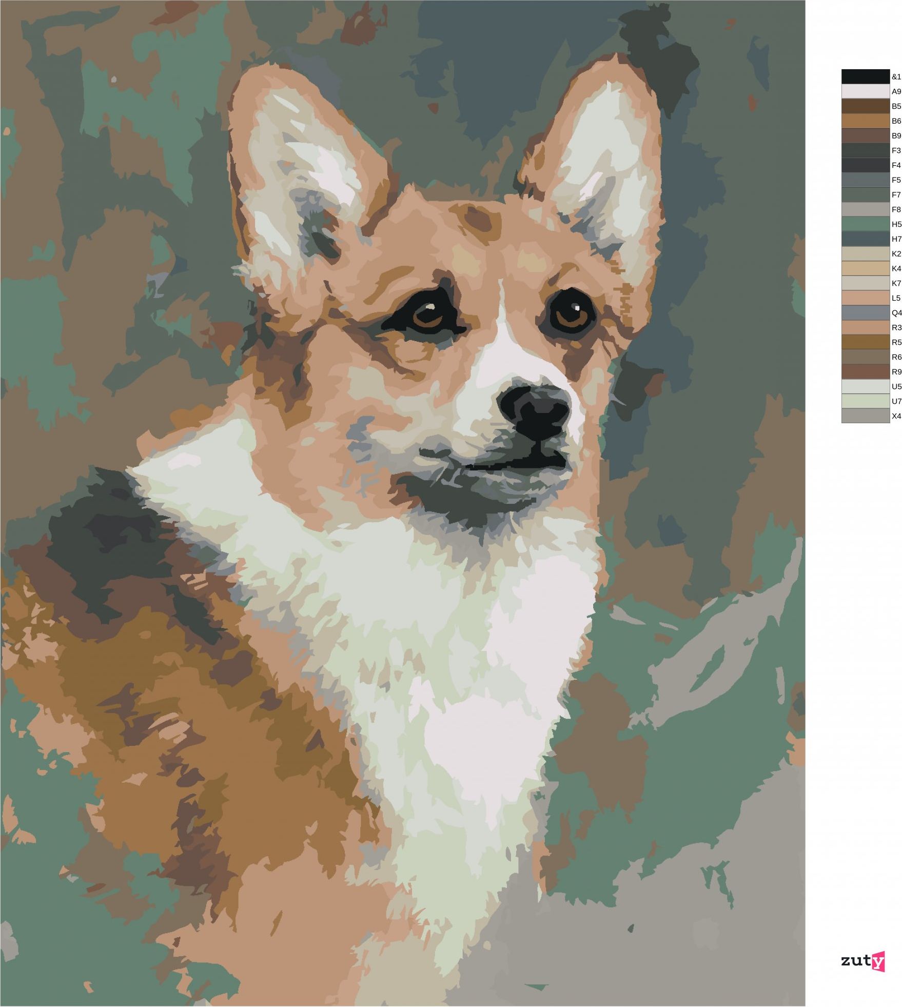 zuty Malování podle čísel – WELSH CORGI PEMBROKE (JIM KILLEN) - Rozměr: 40x50 cm, Rámování: Varianta: bez rámu a bez vypnutí plátna - obrázek 4